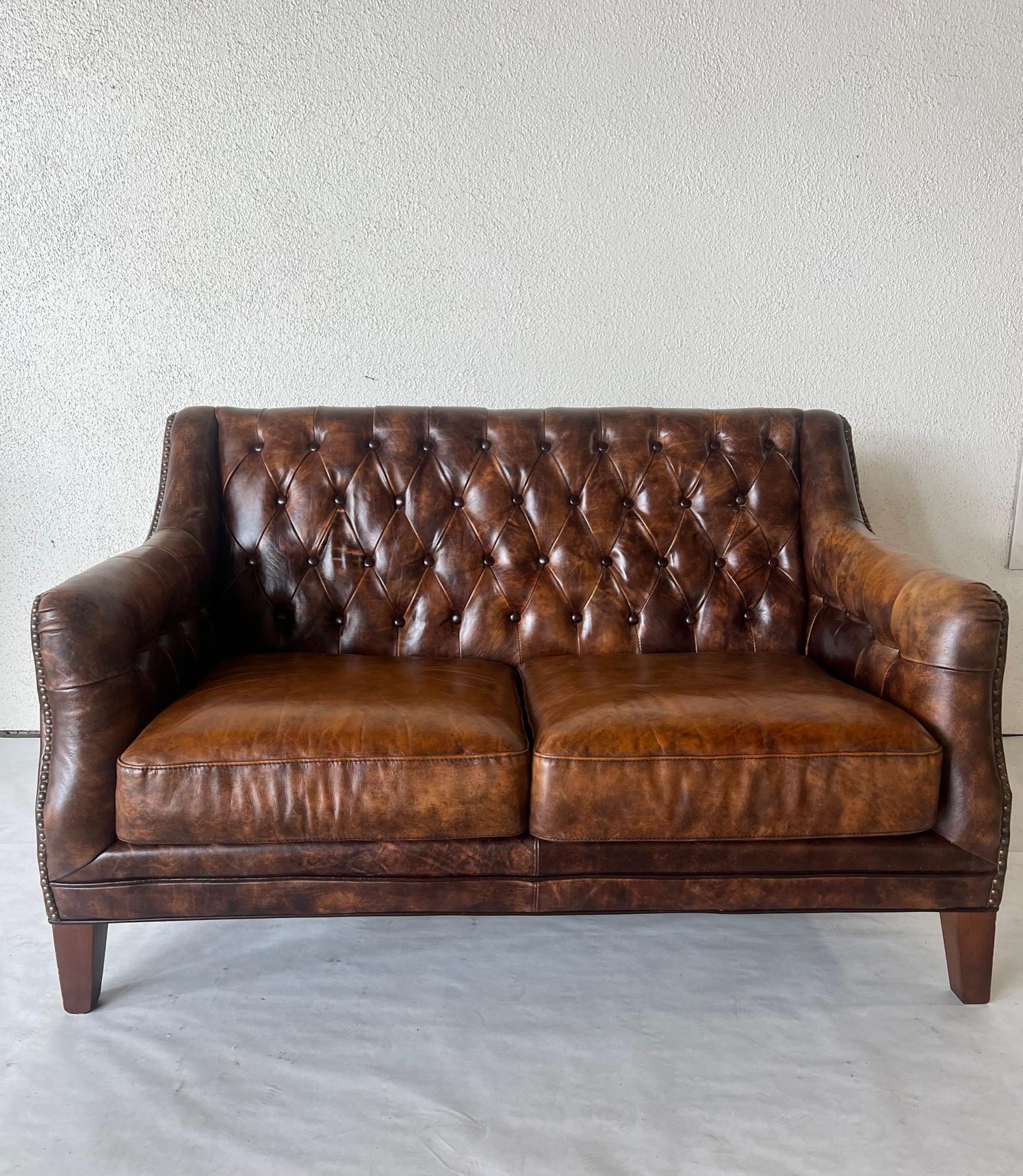 Vintage Mid-Century Leather Settee  2