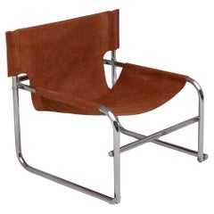 Vintage Mid-Century Leather Sling Chair by Rodney Kinsman for OMK