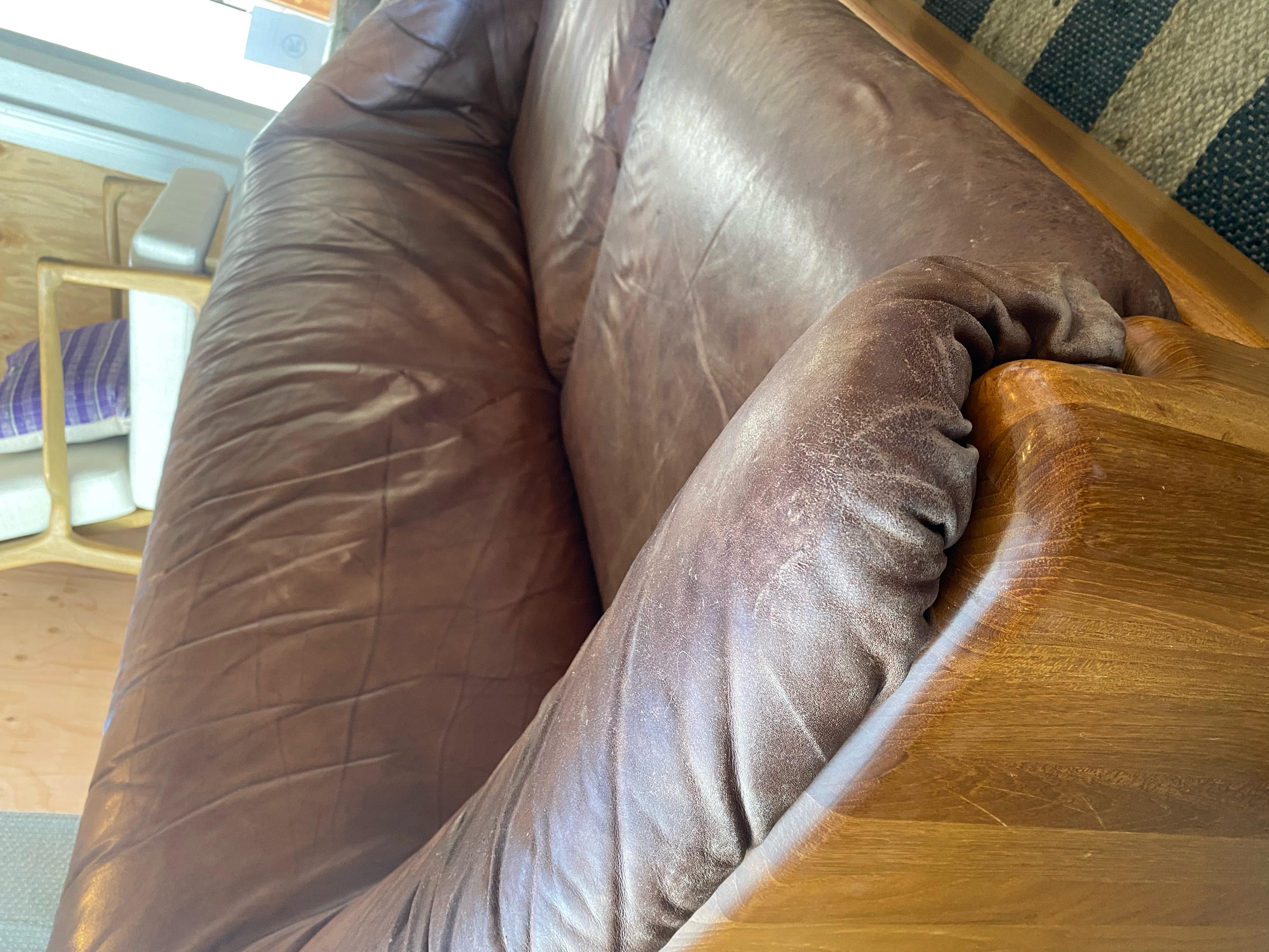 Vintage Mid Century Leather Sofa  6