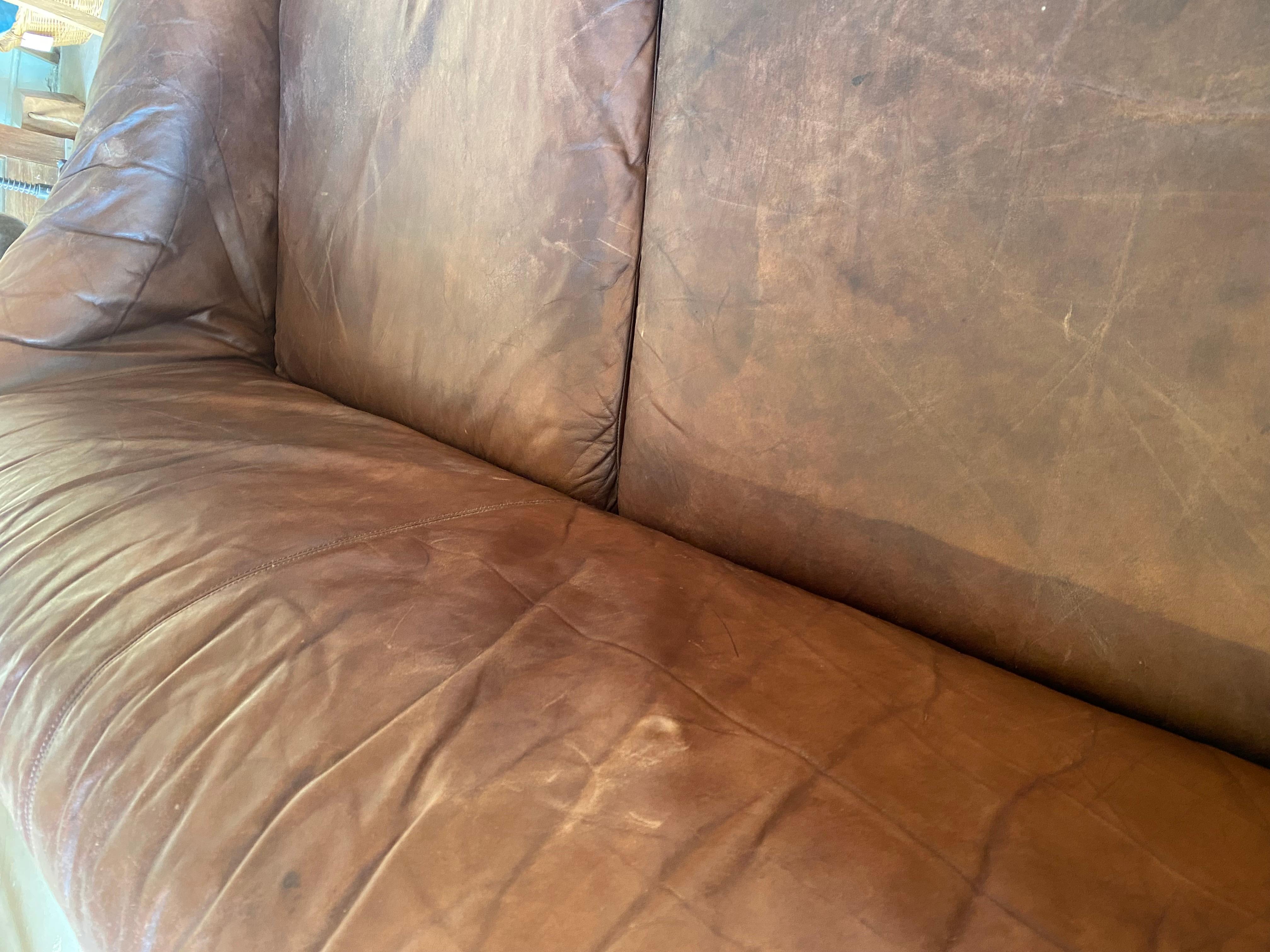Mid-20th Century Vintage Mid Century Leather Sofa 