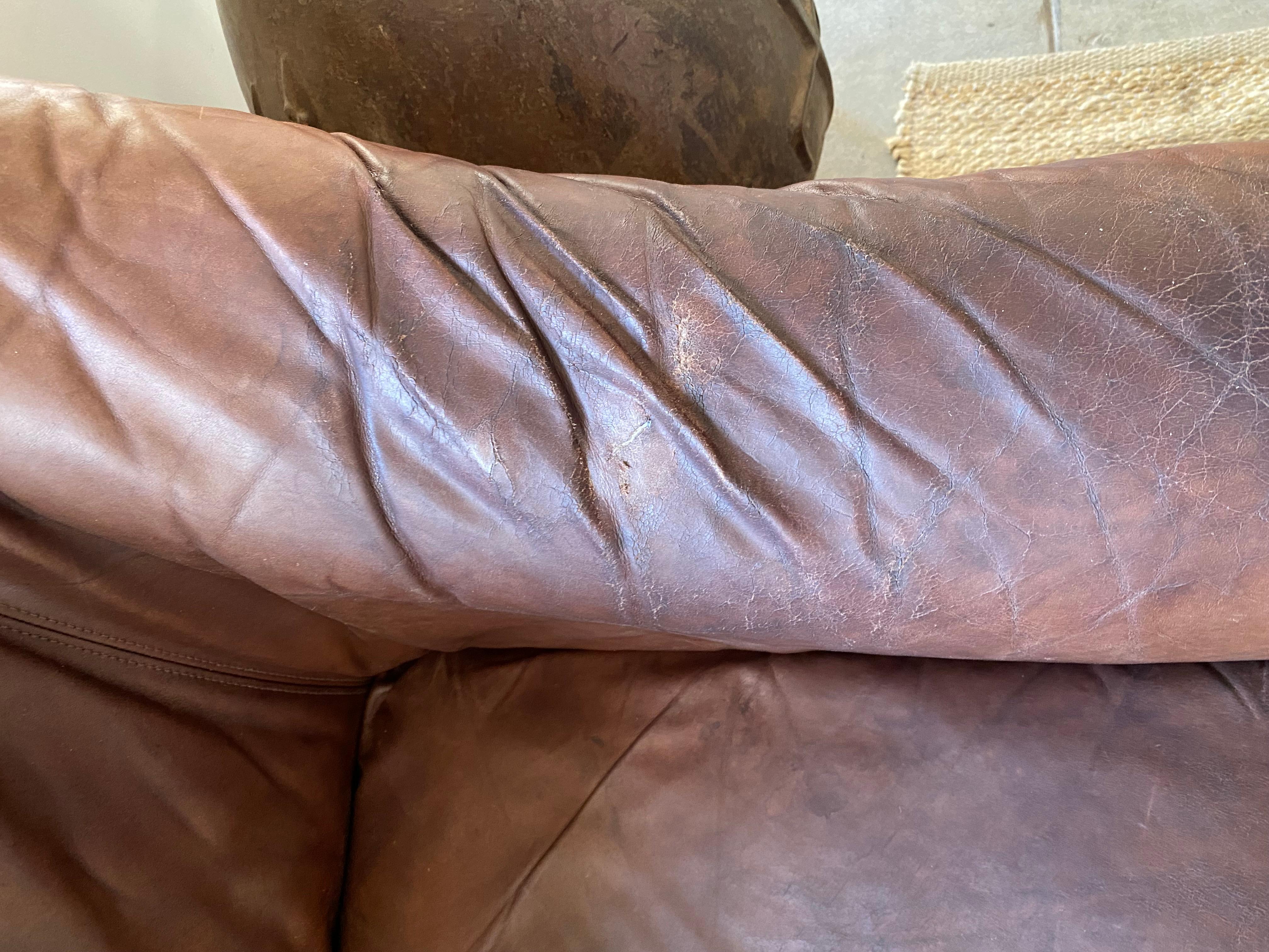 Vintage Mid Century Leather Sofa  3