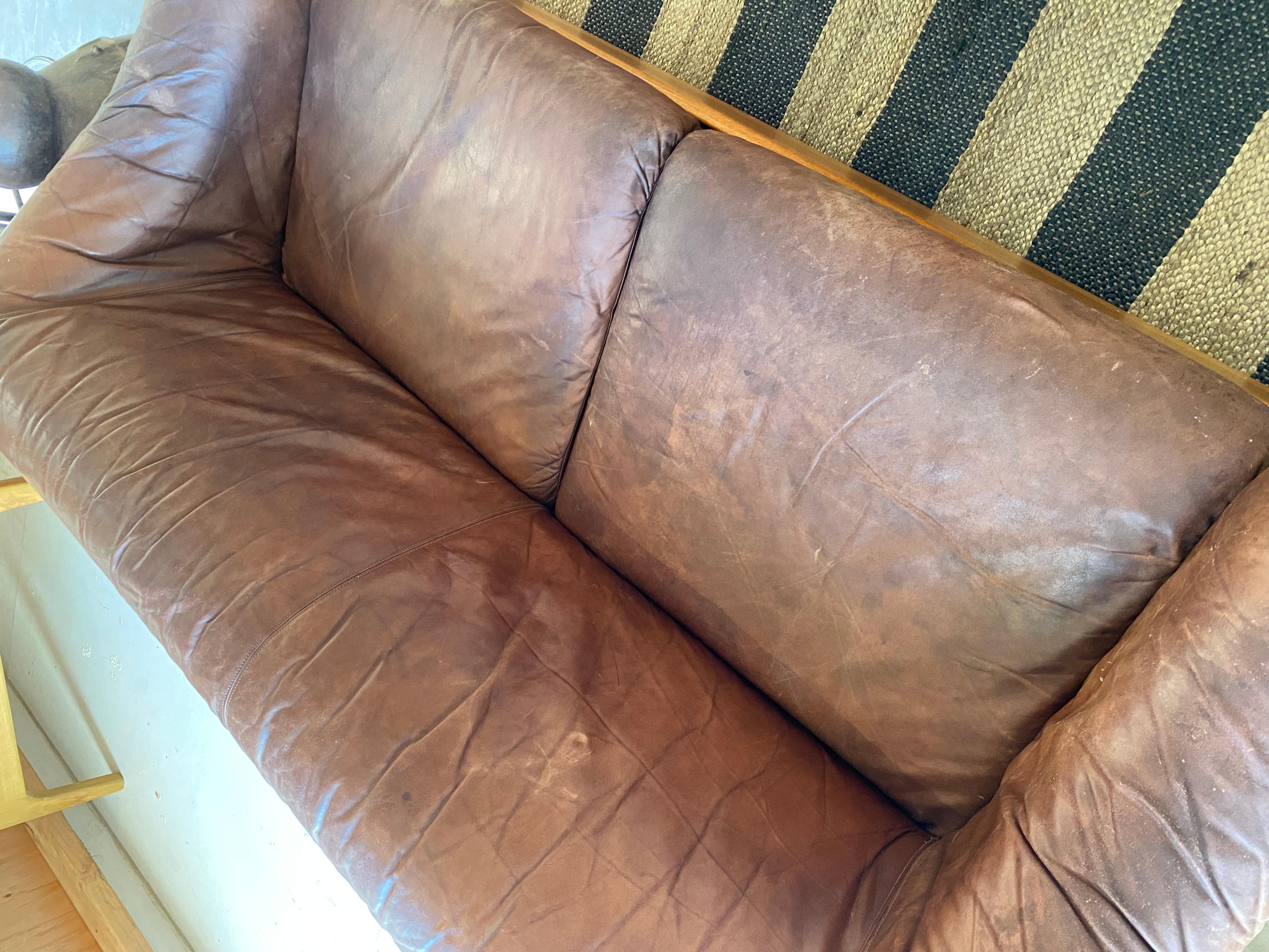 Vintage Mid Century Leather Sofa  4