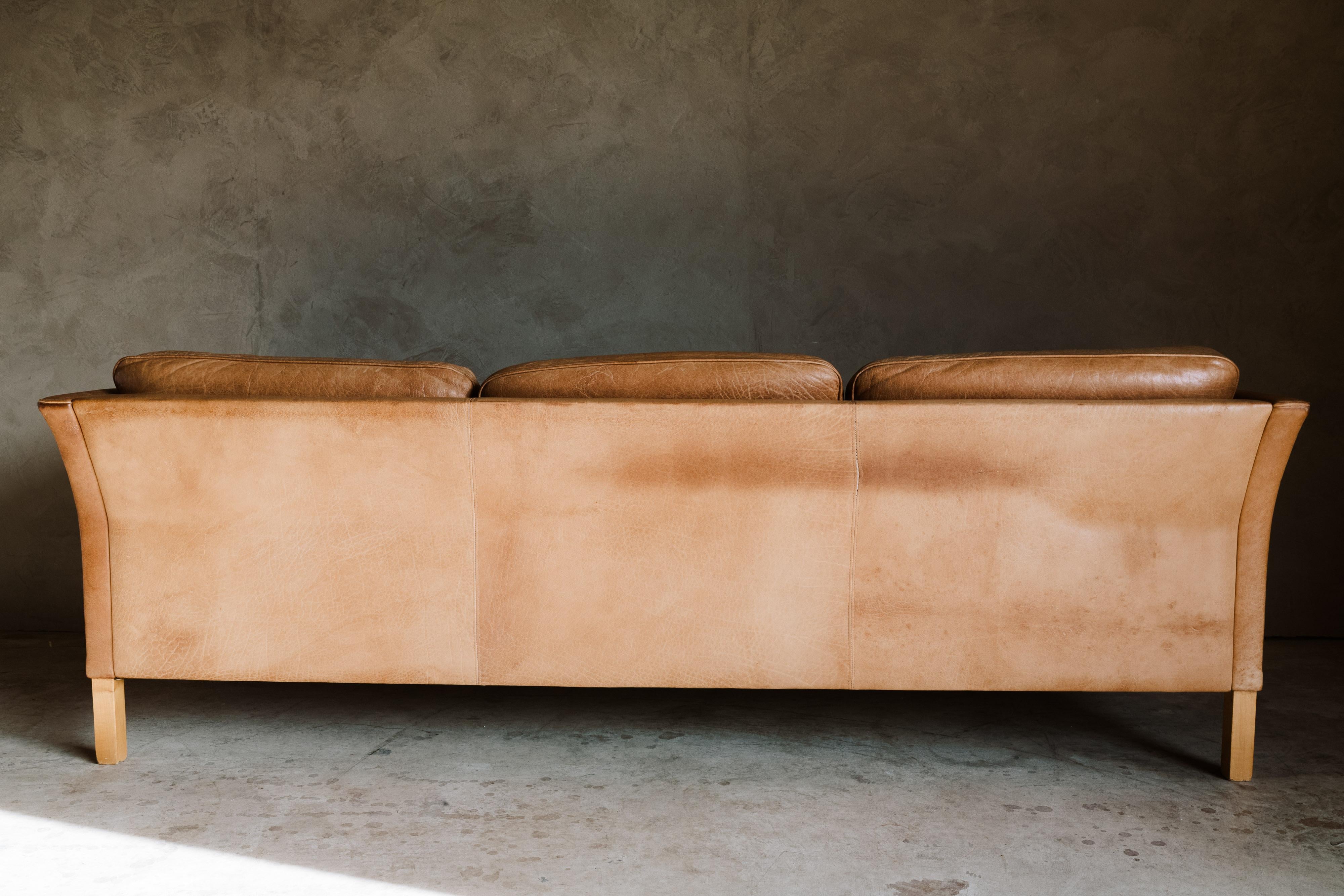 Late 20th Century Vintage Midcentury Leather Sofa from Denmark, circa 1970