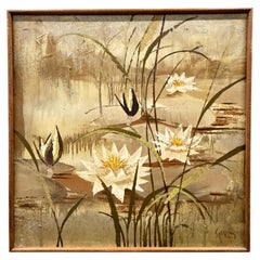 Vintage Mid Century Lee Reynolds Asian Oil Painting Framed Decorative 1960's
