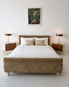 Vintage Mid Century Leopard Print Bed Frame Hollywood Regency