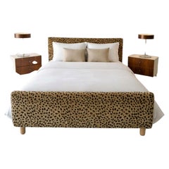 Vintage Mid-Century Leopard Print Bed Frame, Hollywood Regency Style