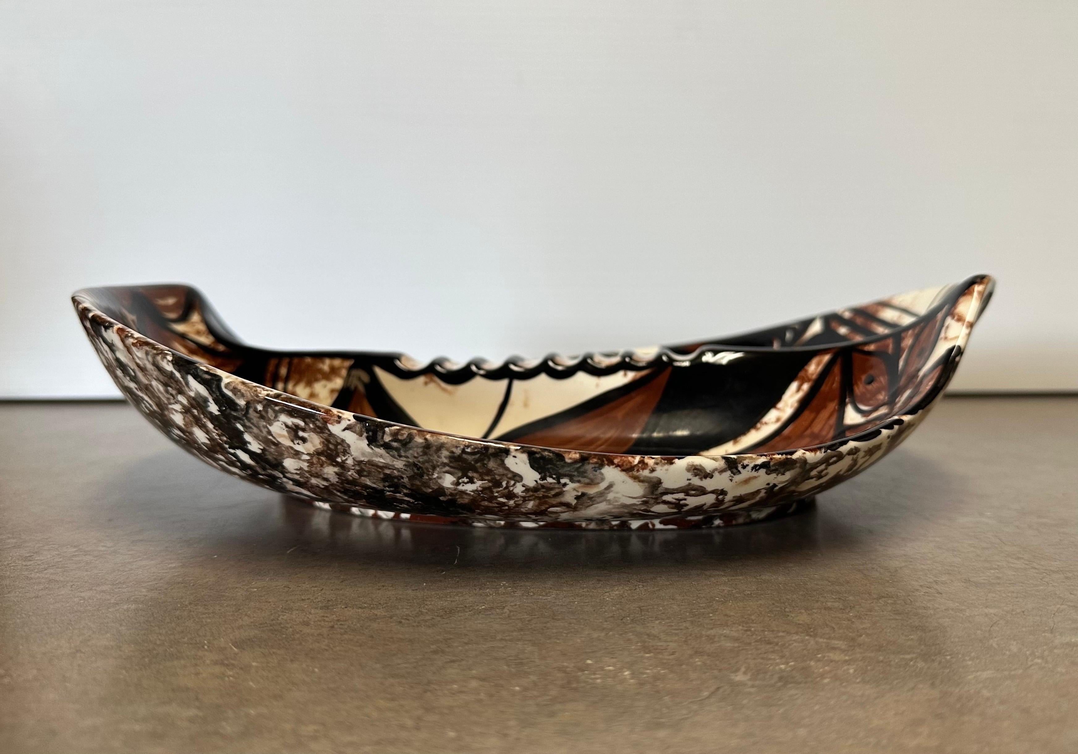 Vintage Mid-Century Linaka's of Hawaii Hand bemalt Serviertablett & Aschenbecher im Angebot 3