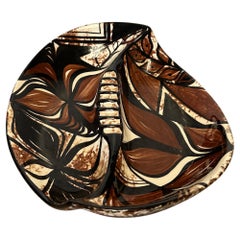 Vintage Mid-Century Linaka's of Hawaii Hand-Painted Serving Tray & Ashtray