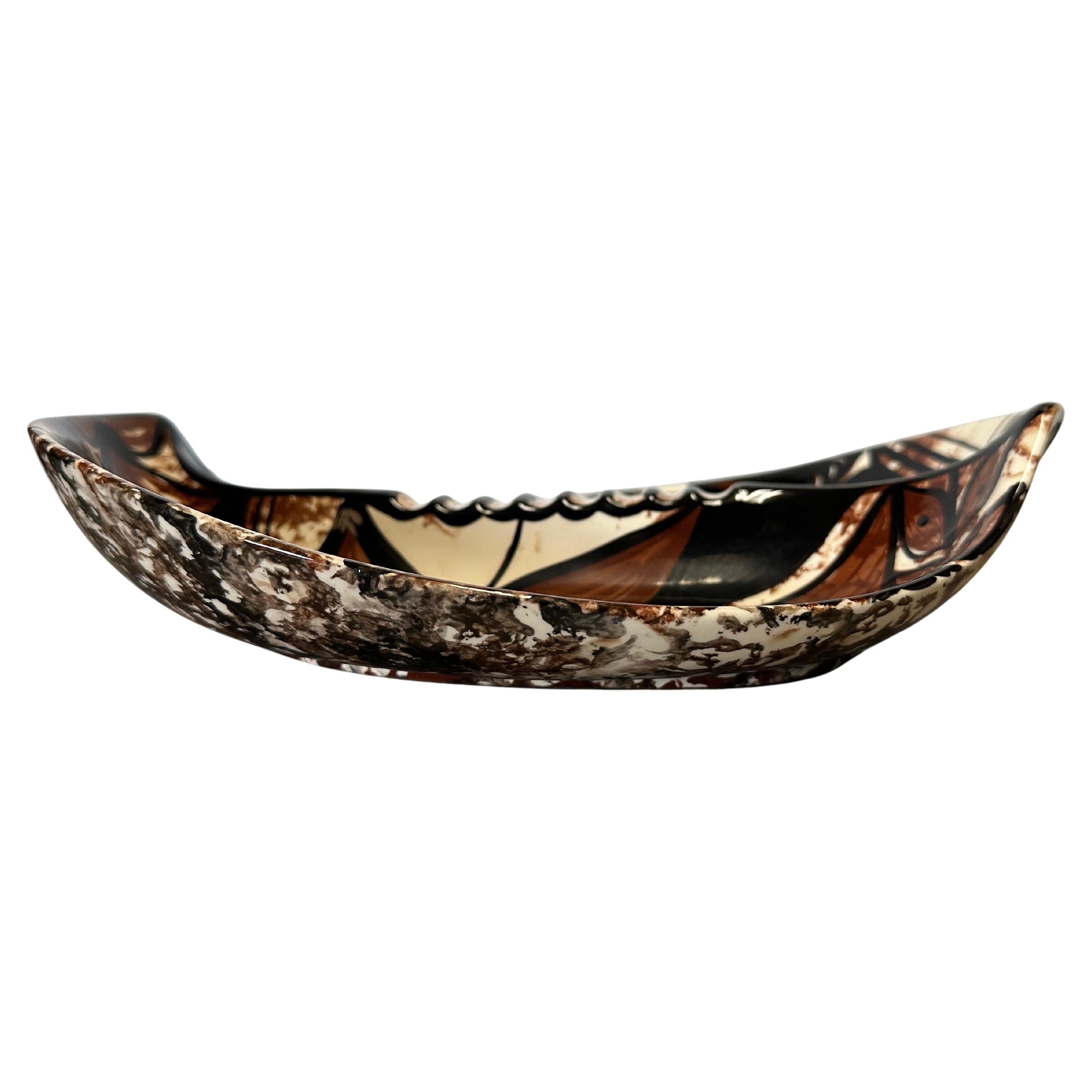 Vintage Mid-Century Linaka's of Hawaii Hand bemalt Serviertablett & Aschenbecher (amerikanisch) im Angebot