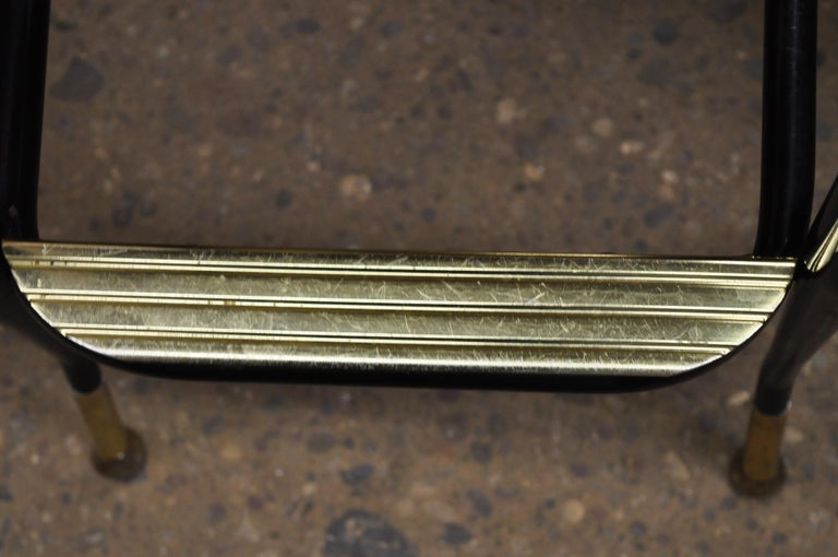 Vintage Midcentury Lion Brand Black Red Vinyl Italian Style Barstools