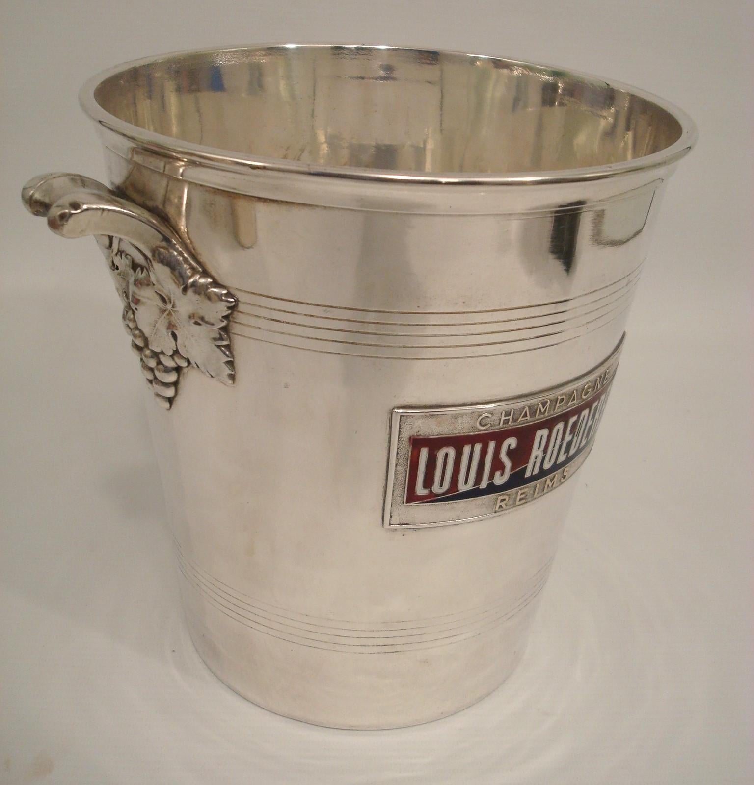 Mid-Century Modern Vintage Mid-Century Louis Roederer Champagne Enamel Cooler  Bucket, Argit France For Sale