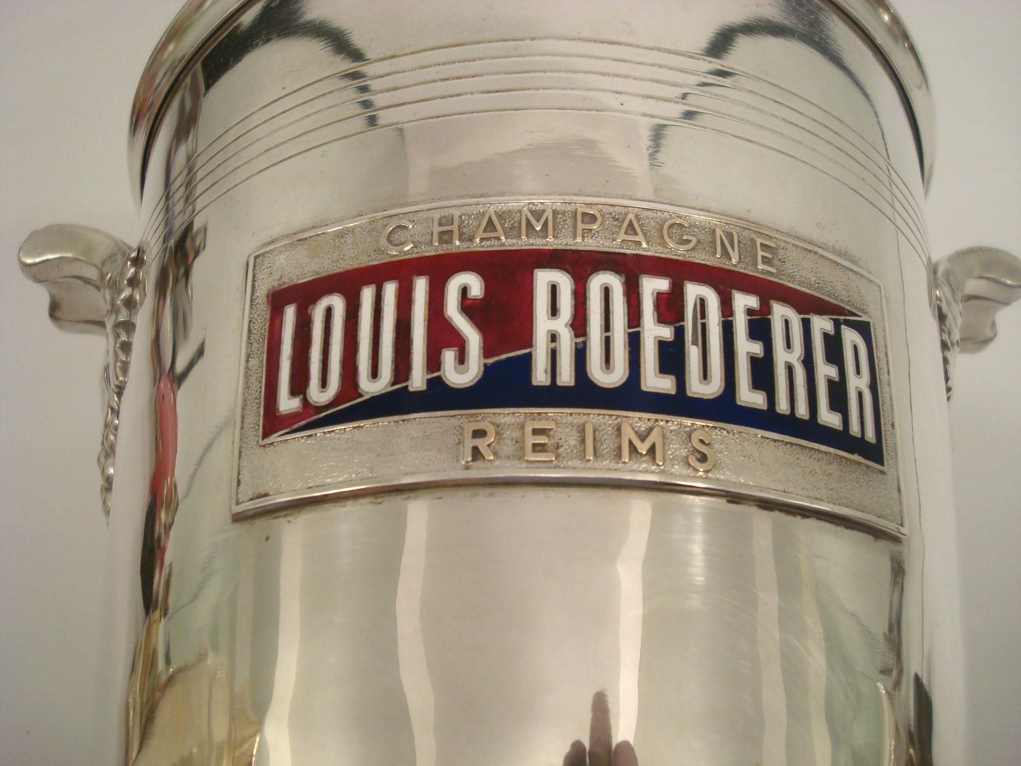 French Vintage Mid-Century Louis Roederer Champagne Enamel Cooler  Bucket, Argit France For Sale