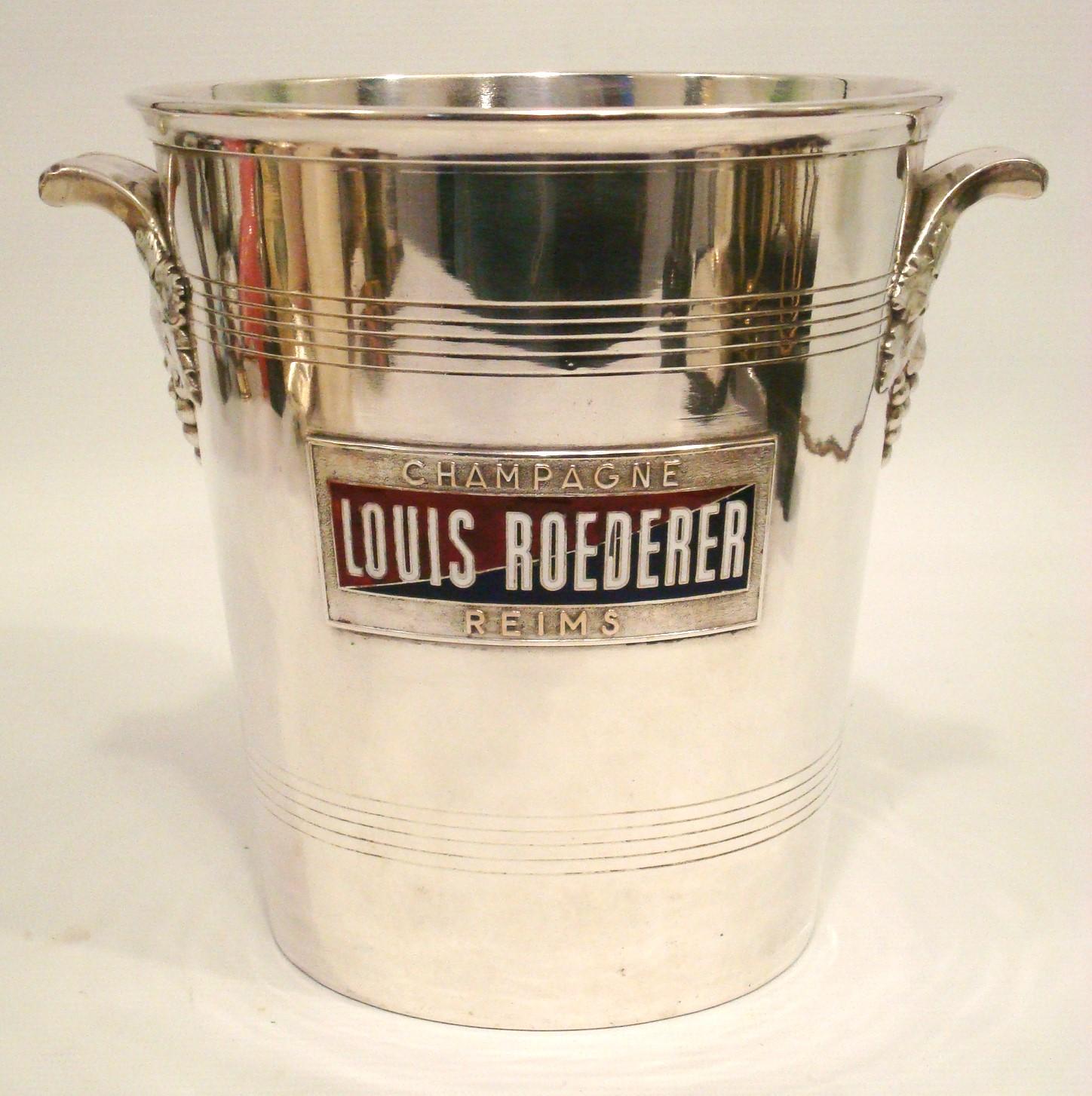 Metal Vintage Mid-Century Louis Roederer Champagne Enamel Cooler  Bucket, Argit France For Sale