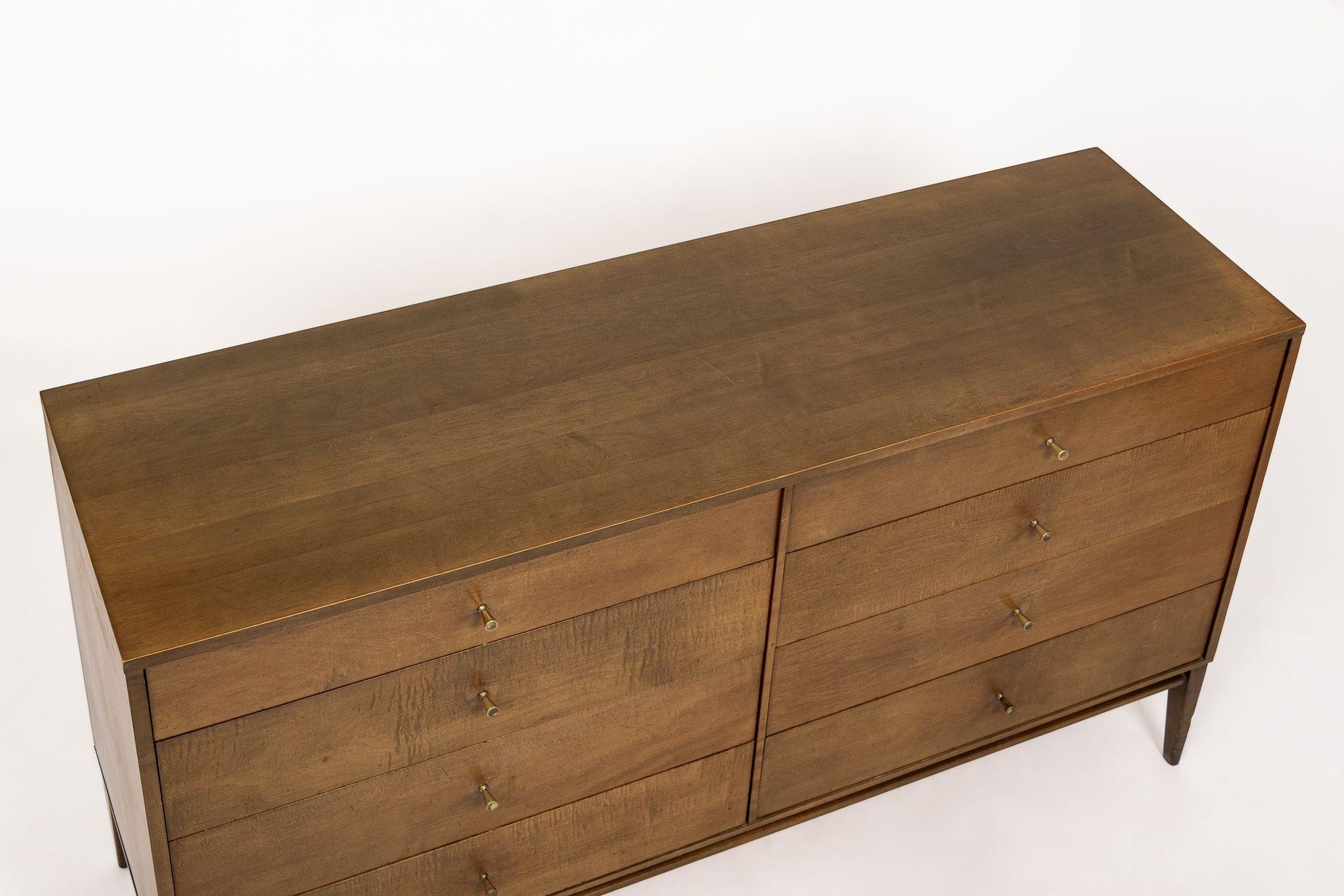 Laiton Commode Vintage Mid Century Lowboy Wood par Paul McCobb, années 1950