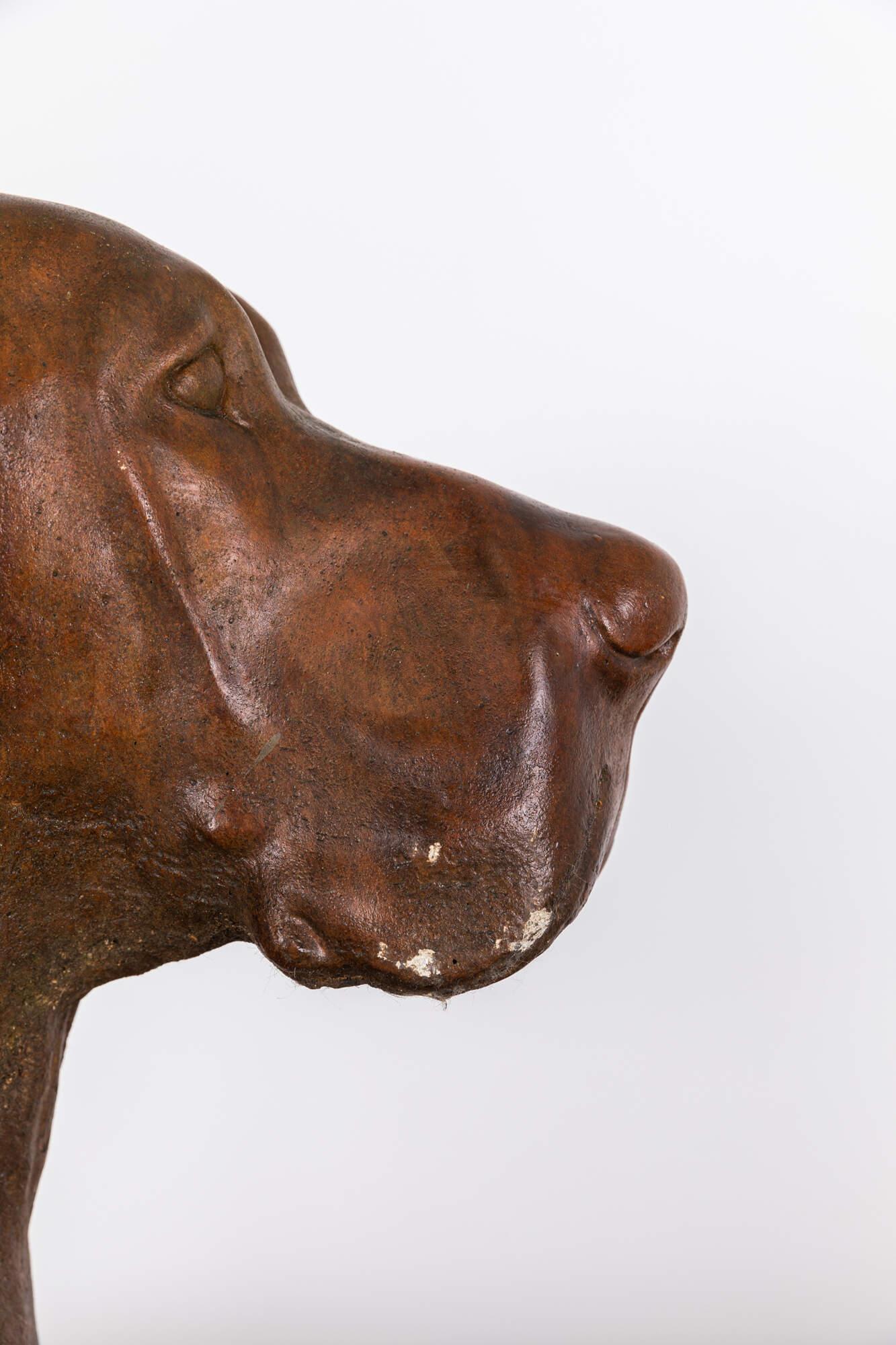 Vintage Mid-Century Lucas Stone Cast Great Dane Dog Bust Statue In Fair Condition In London, GB