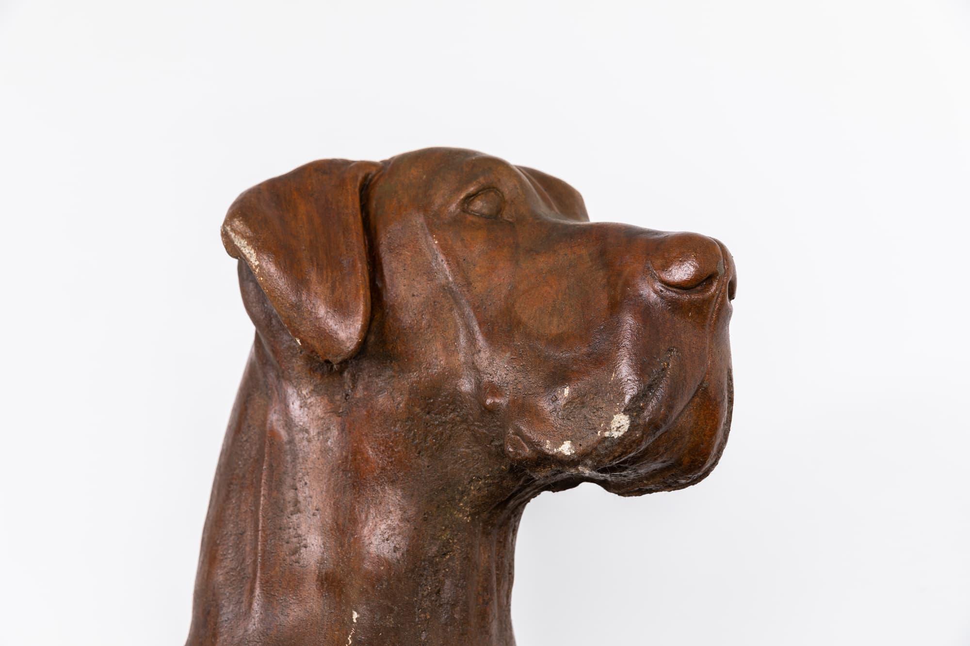20th Century Vintage Mid-Century Lucas Stone Cast Great Dane Dog Bust Statue