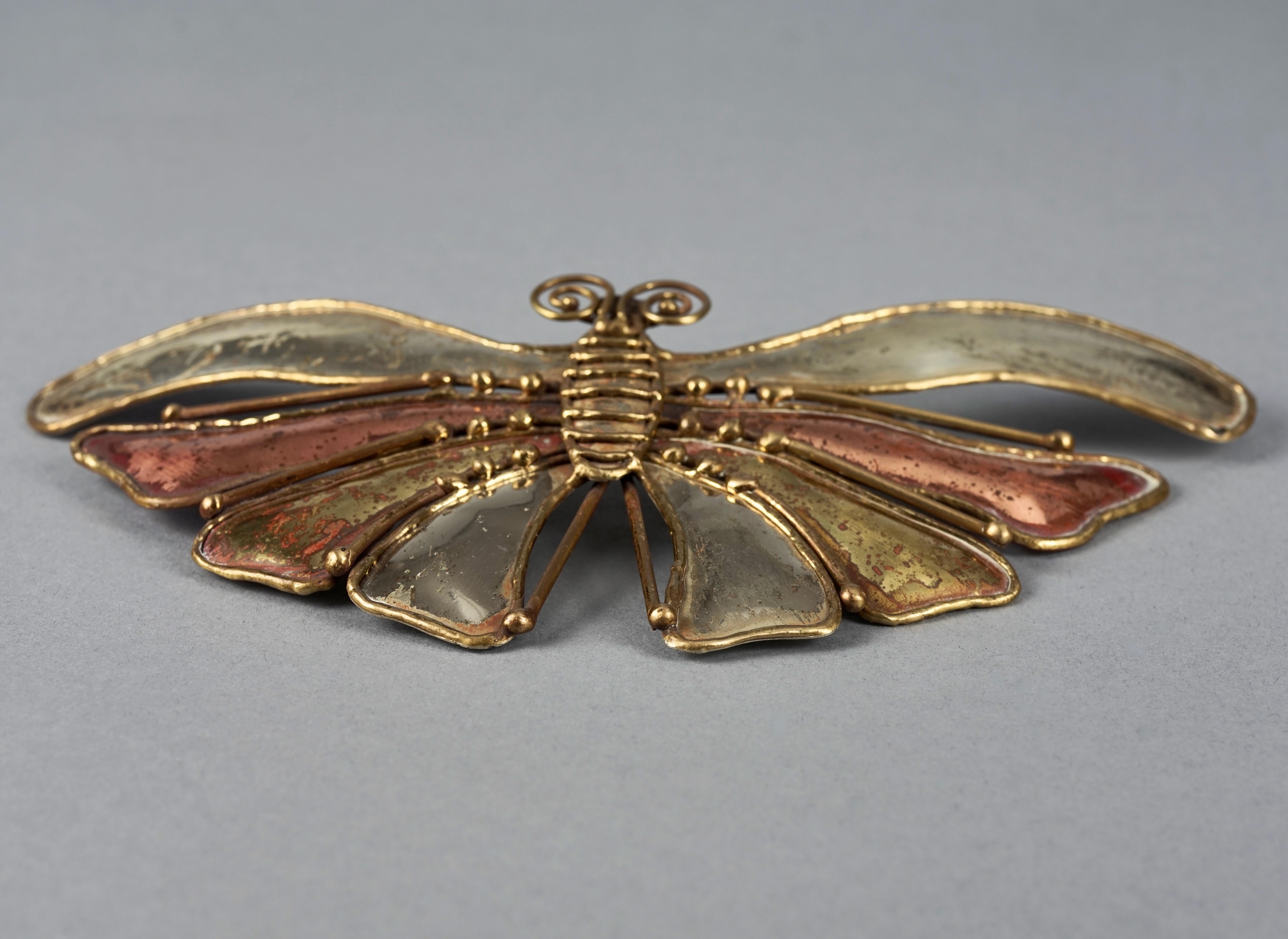 Vintage Mid Century LUCIANO BUSTAMANTE Mexico Butterfly Brutalist Brooch In Good Condition For Sale In Kingersheim, Alsace