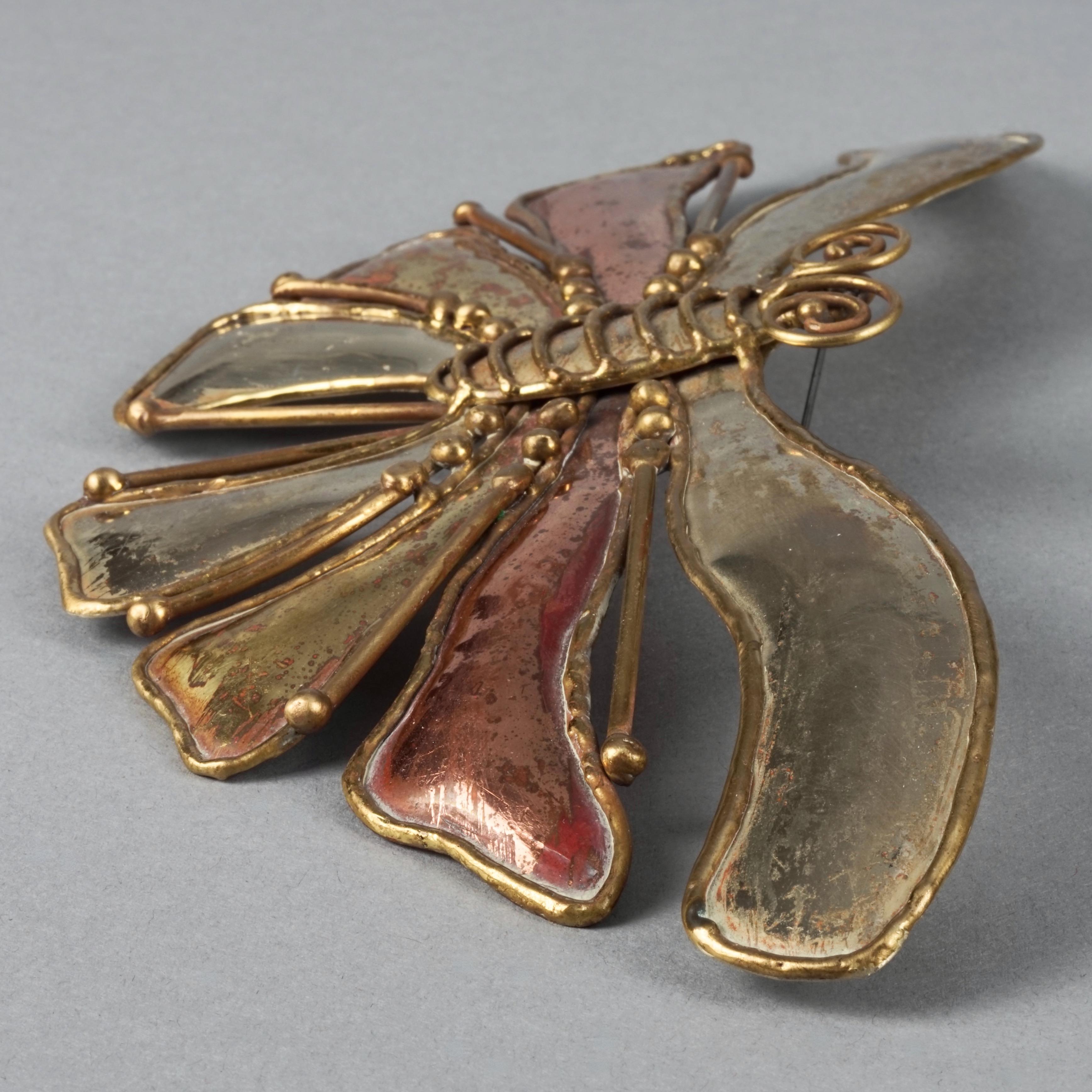 Women's Vintage Mid Century LUCIANO BUSTAMANTE Mexico Butterfly Brutalist Brooch For Sale