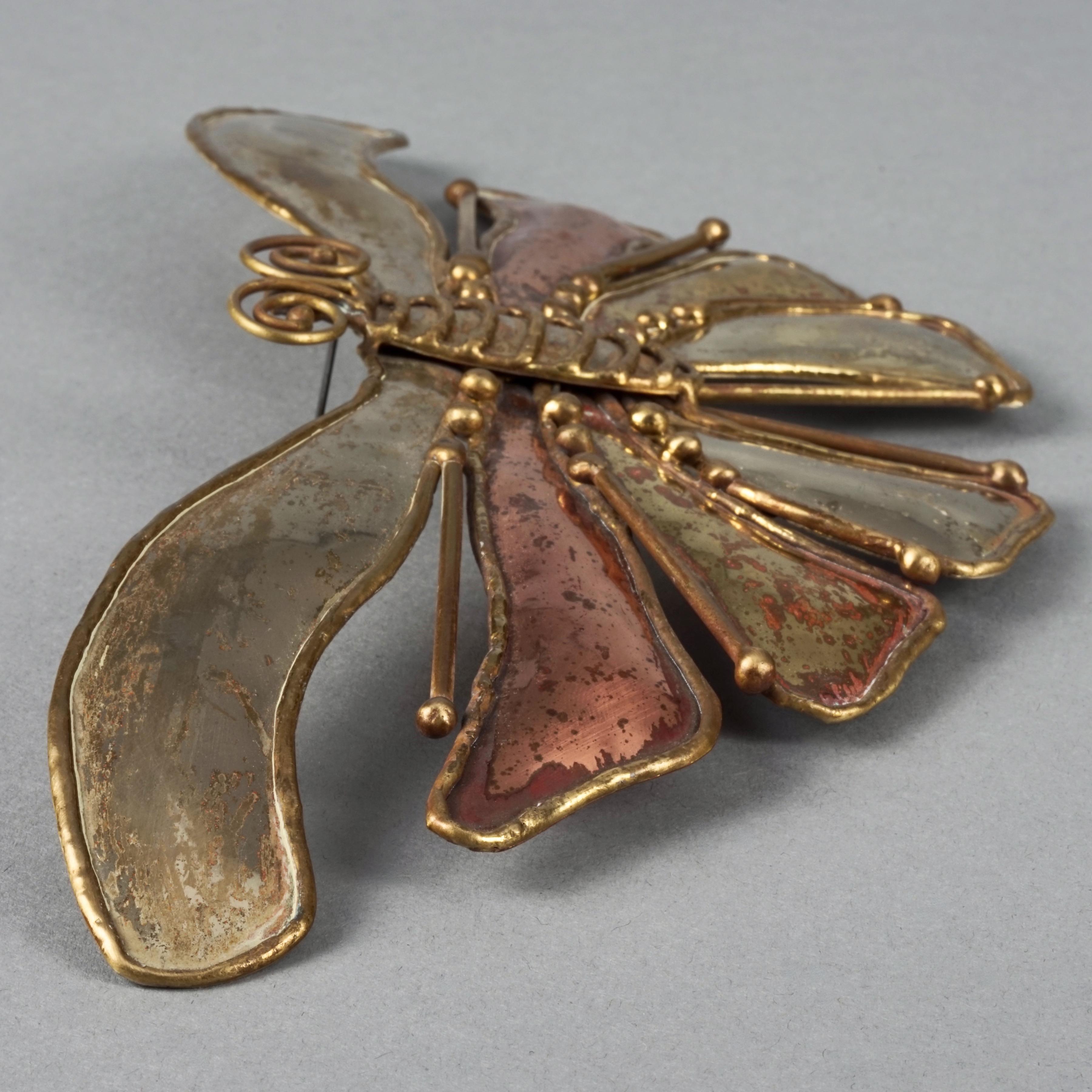 Vintage Mid Century LUCIANO BUSTAMANTE Mexico Butterfly Brutalist Brooch For Sale 1