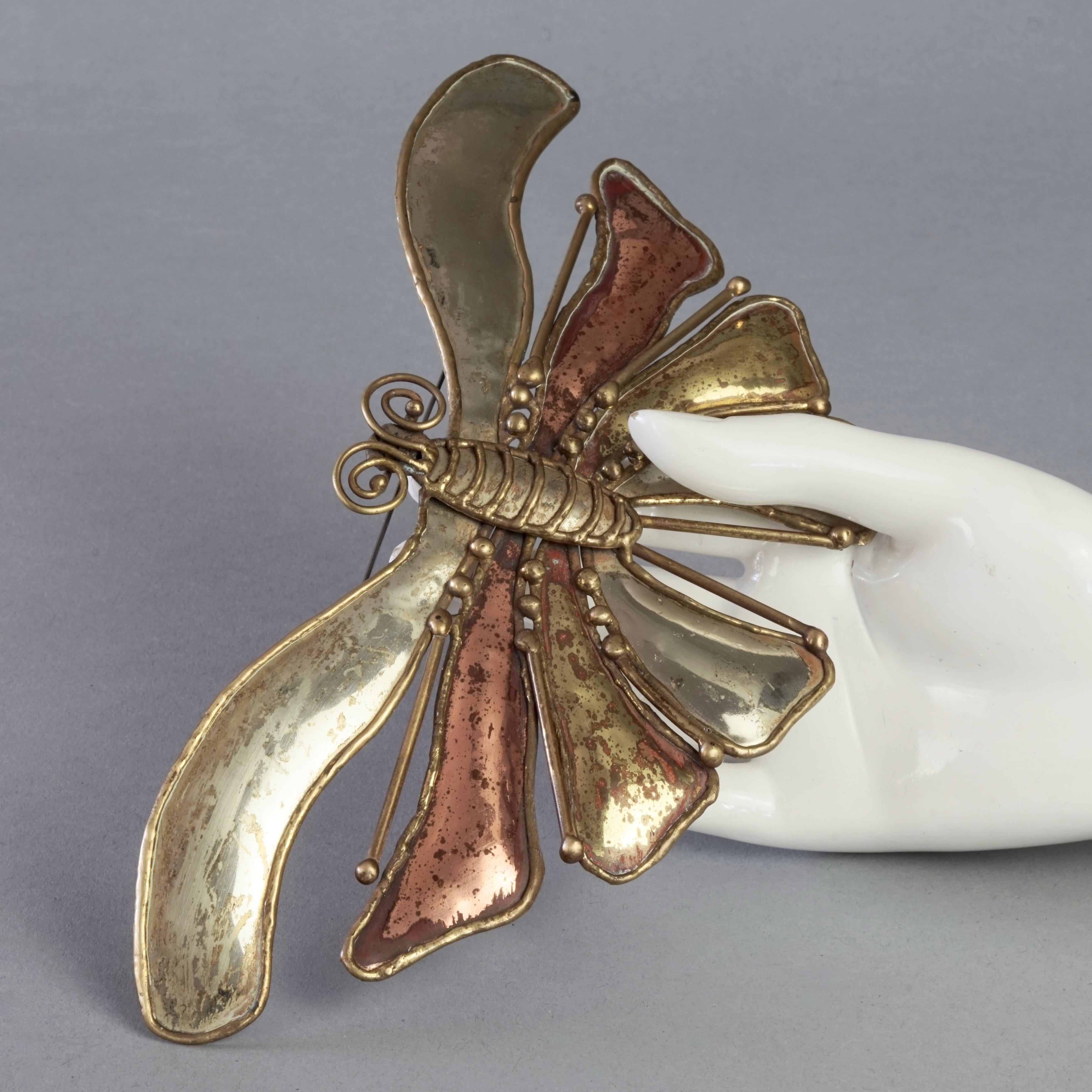 Vintage Mid Century LUCIANO BUSTAMANTE Mexico Butterfly Brutalist Brooch For Sale 4