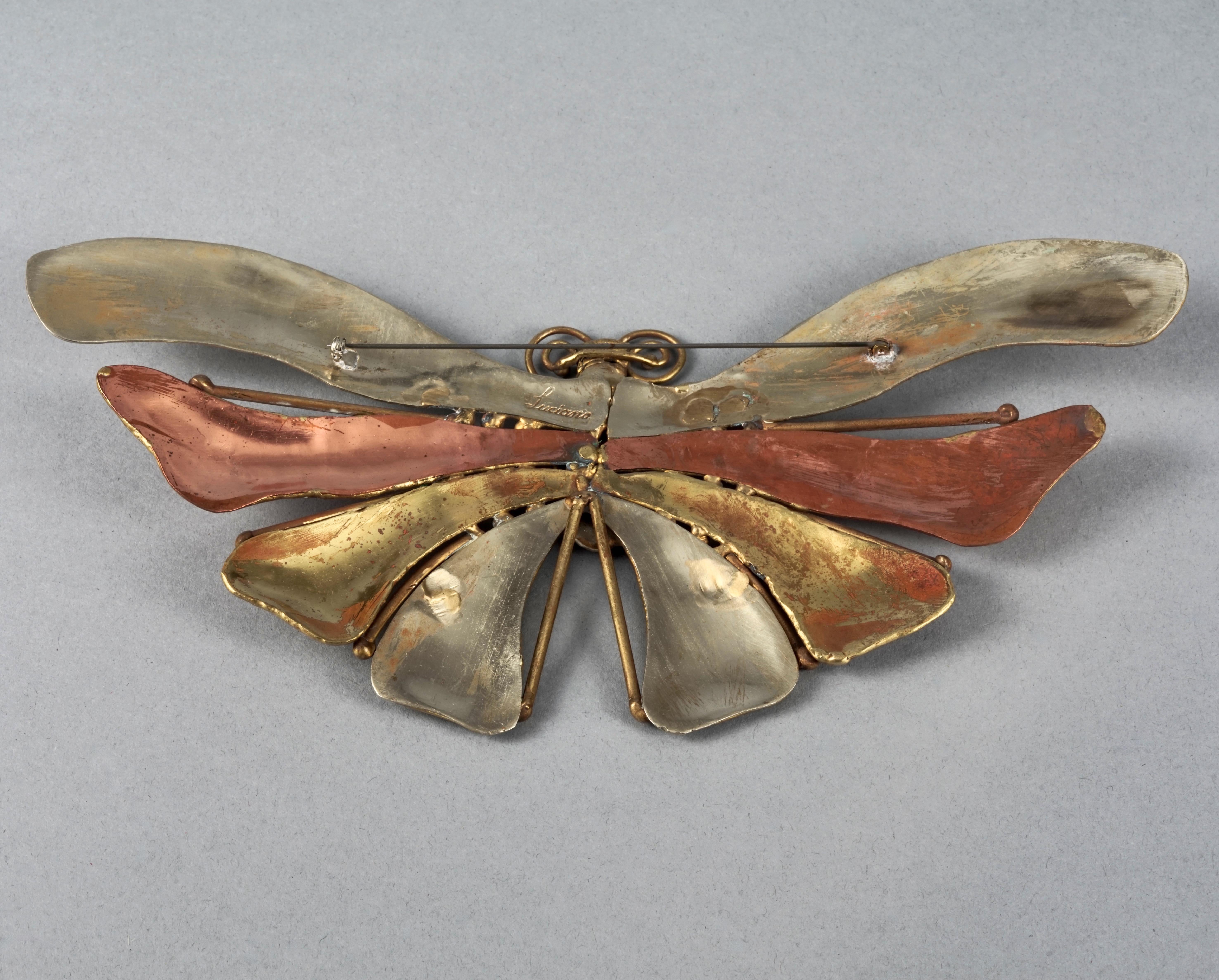 Vintage Mid Century LUCIANO BUSTAMANTE Mexico Butterfly Brutalist Brooch For Sale 5