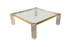Vintage Mid-Century Lucite & Brass Coffee Table, c. 1970's