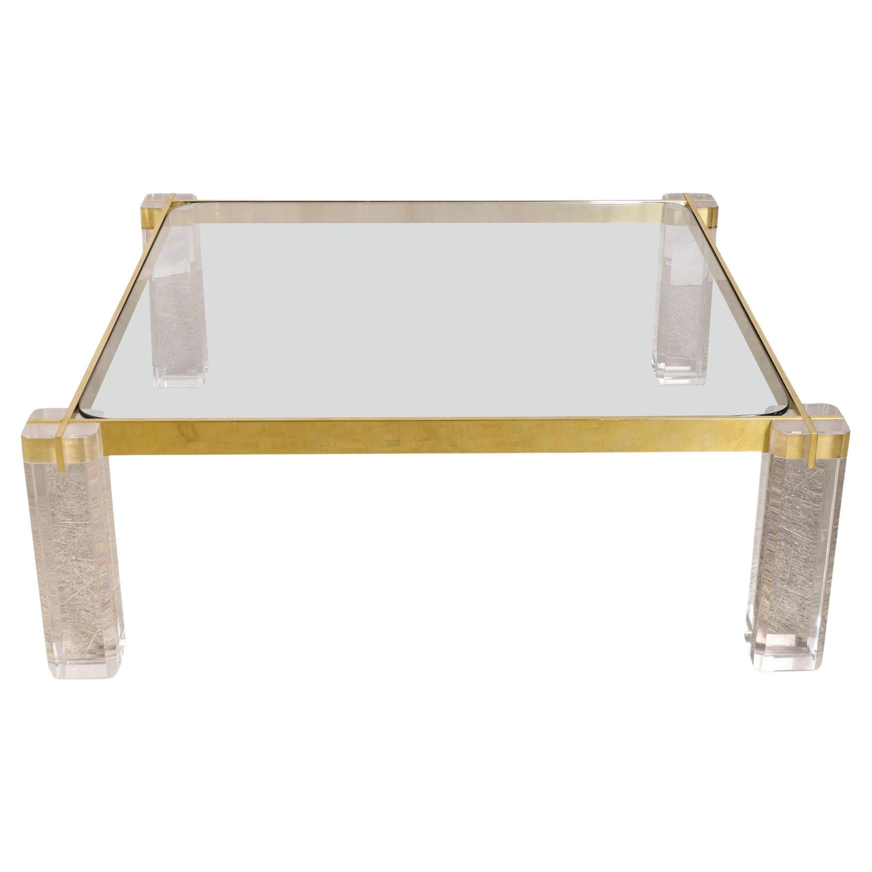 Vintage Mid-Century Lucite & Brass Coffee Table, c. 1970's