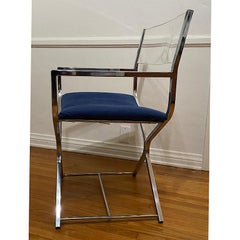 Vintage Mid Century Regiestuhl aus Plexiglas & Chrom