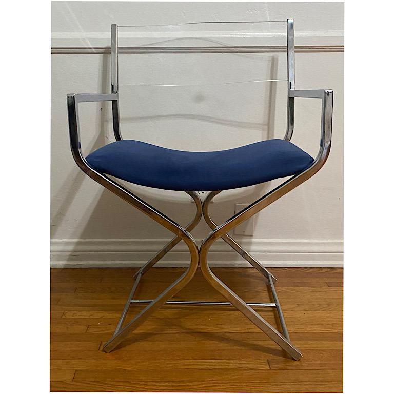 Vintage Mid Century Regiestuhl aus Plexiglas & Chrom im Zustand „Gut“ in Orange, CA