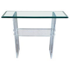 Vintage Mid-Century Lucite Console Table with Beveled Glass Top