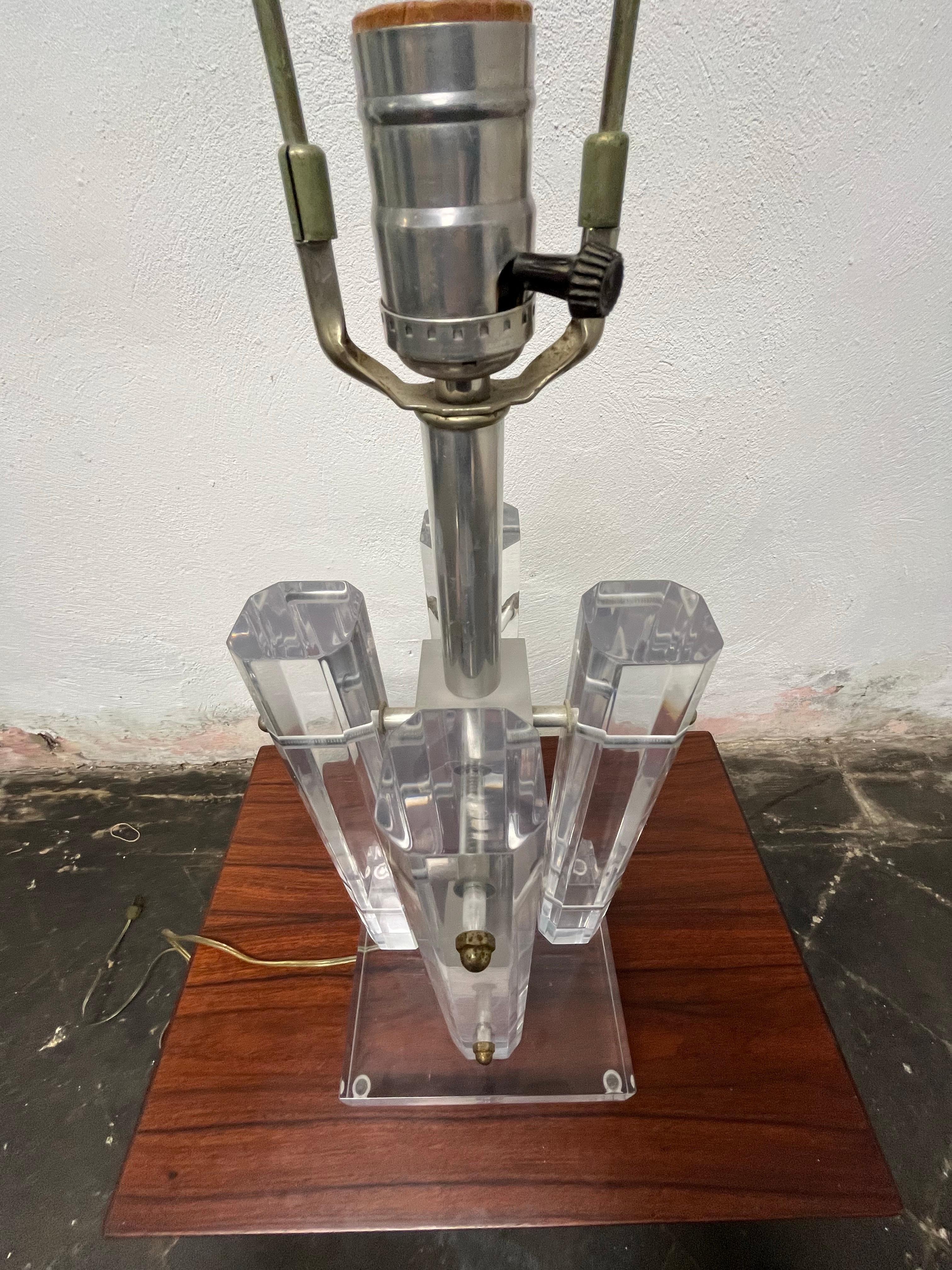 20th Century Vintage Mid Century Lucite Lamp Octagonal Brutalist For Sale