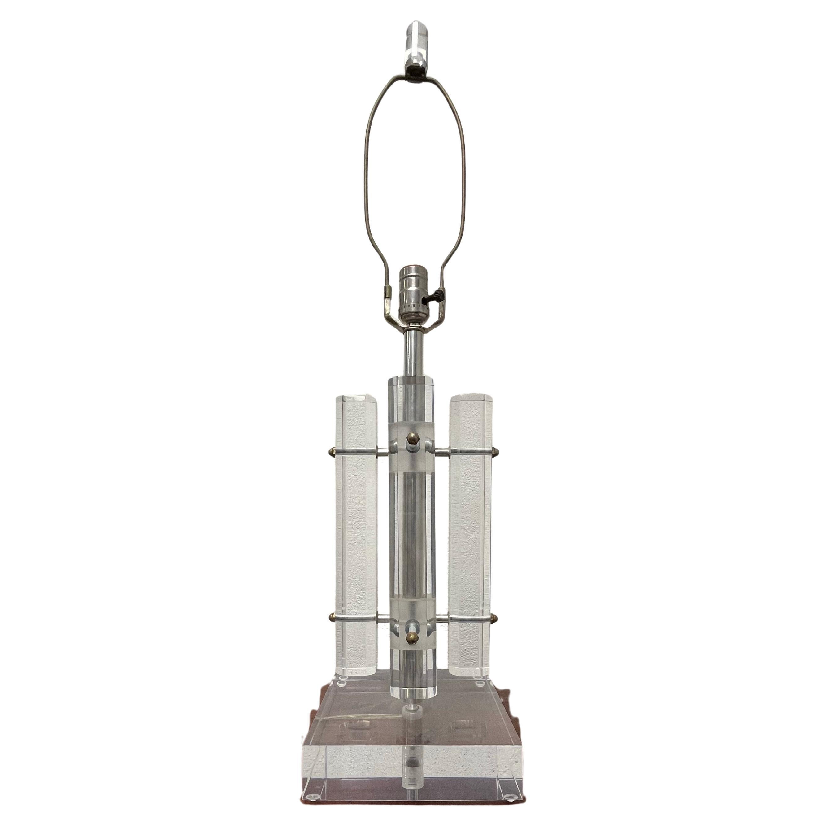 Vintage Mid Century Lucite Lamp Octagonal Brutalist