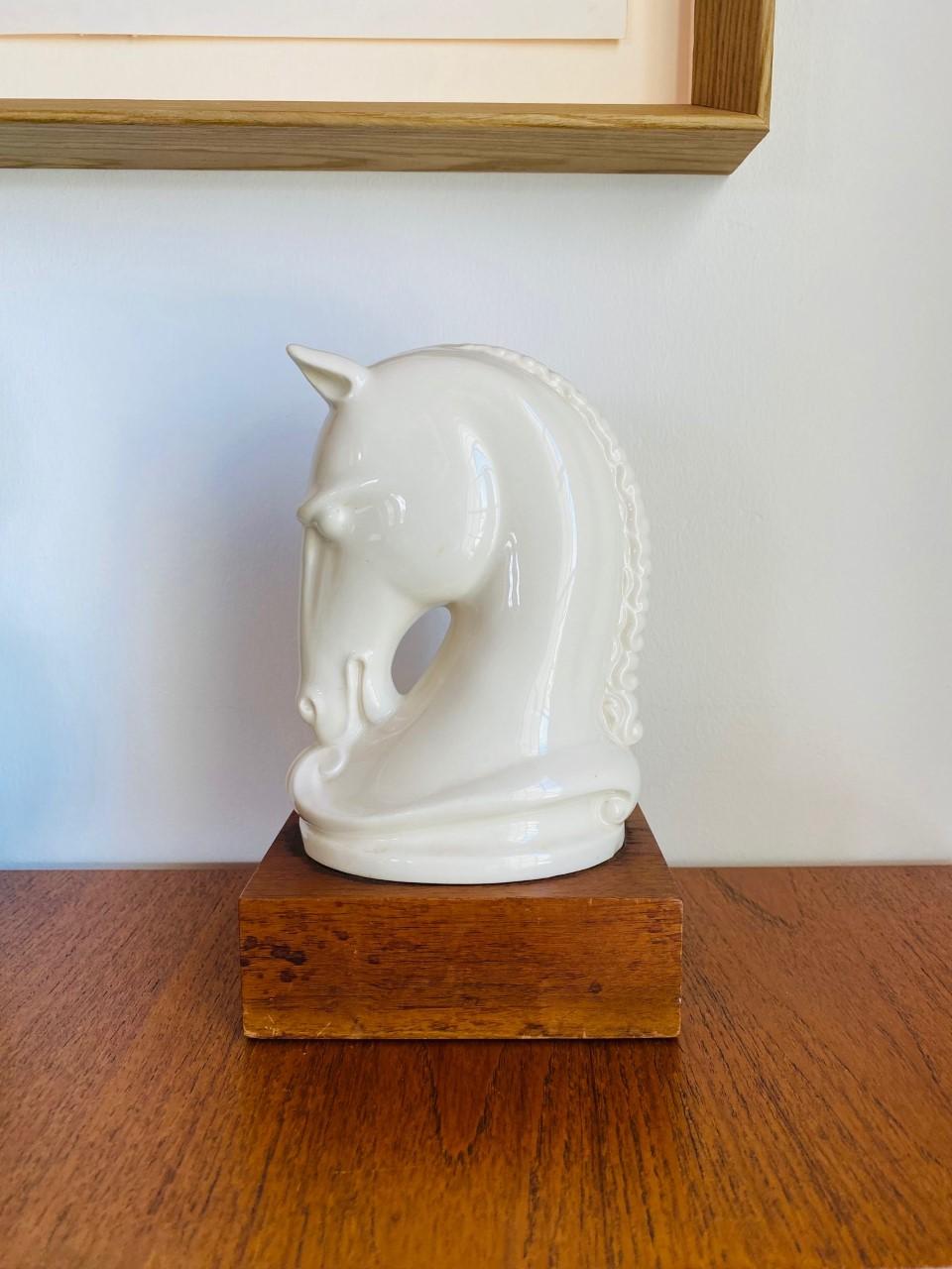 Vintage Mid-Century Majolica Porcelain Horse Head Sculpture 2