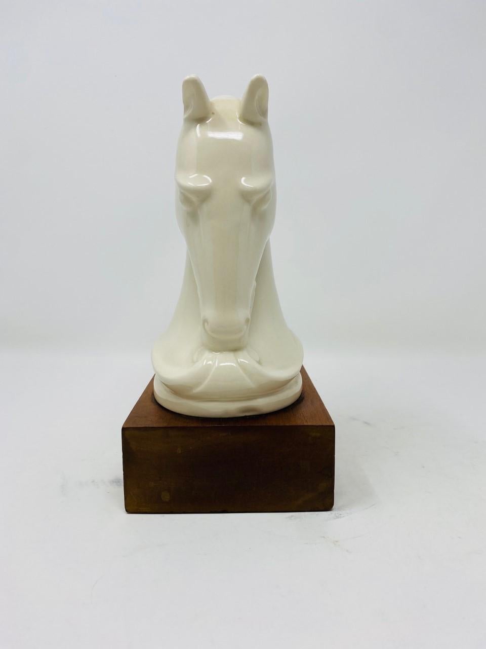 Mid-Century Modern Vintage Mid-Century Majolica Porcelain Horse Head Sculpture