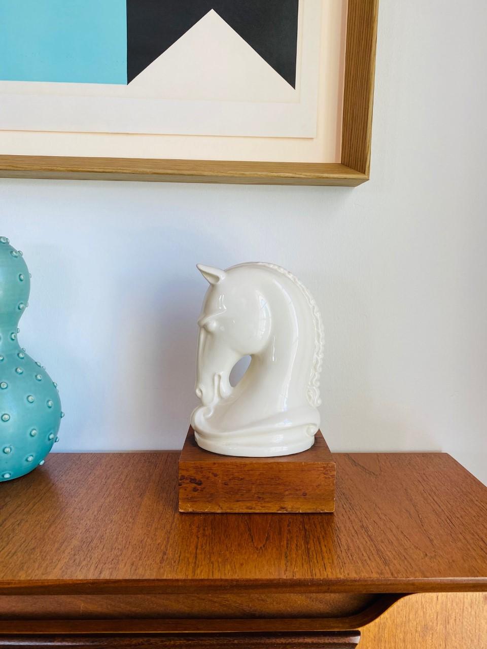 Vintage Mid-Century Majolica Porcelain Horse Head Sculpture 1