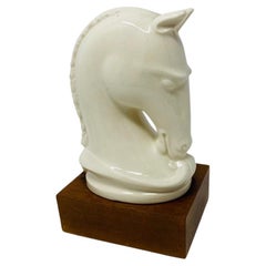 Vintage Mid-Century Majolica Porcelain Horse Head Sculpture