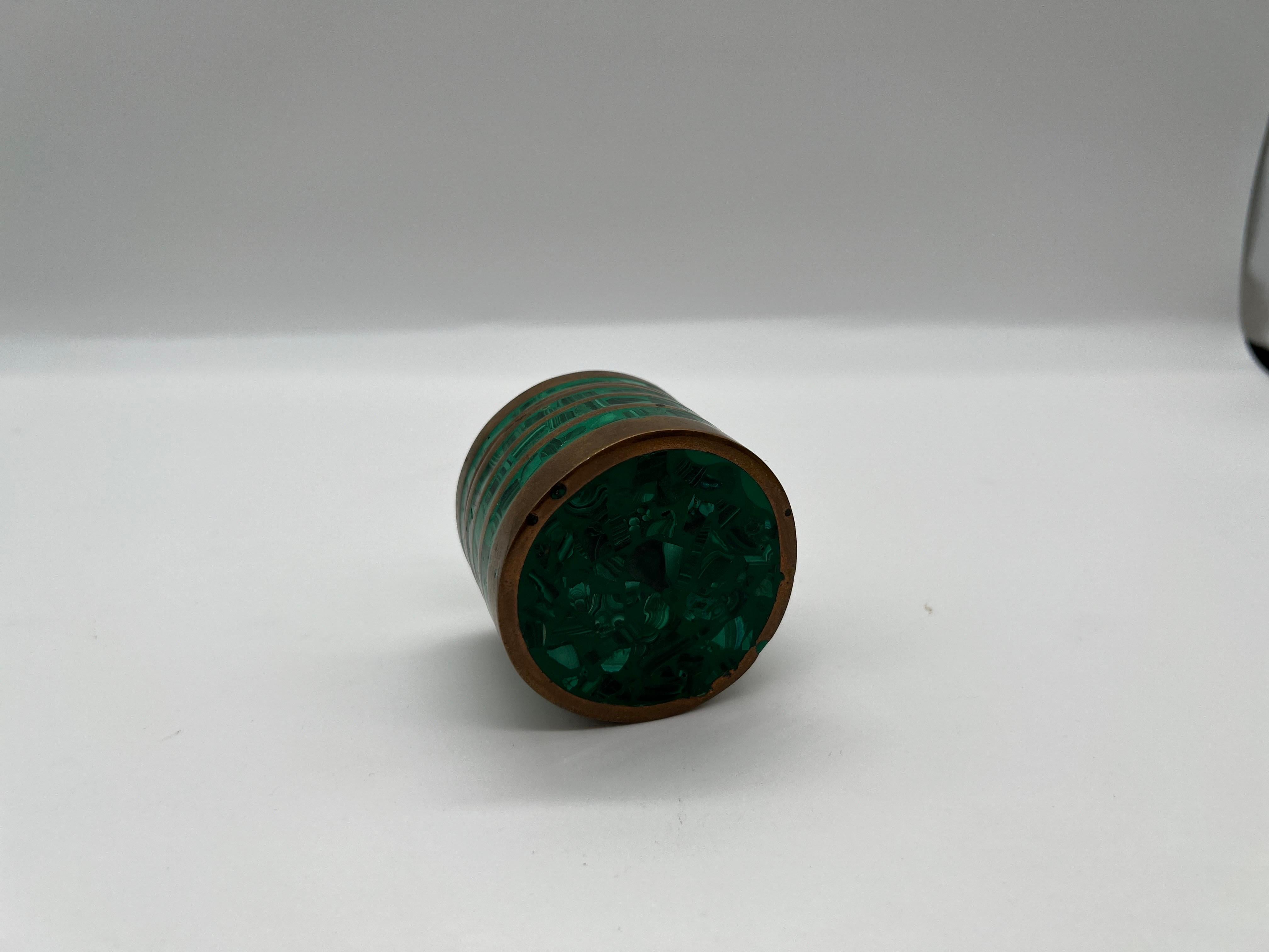 20th Century Vintage Mid Century Malachite & Brass Mounted Table Box For Sale