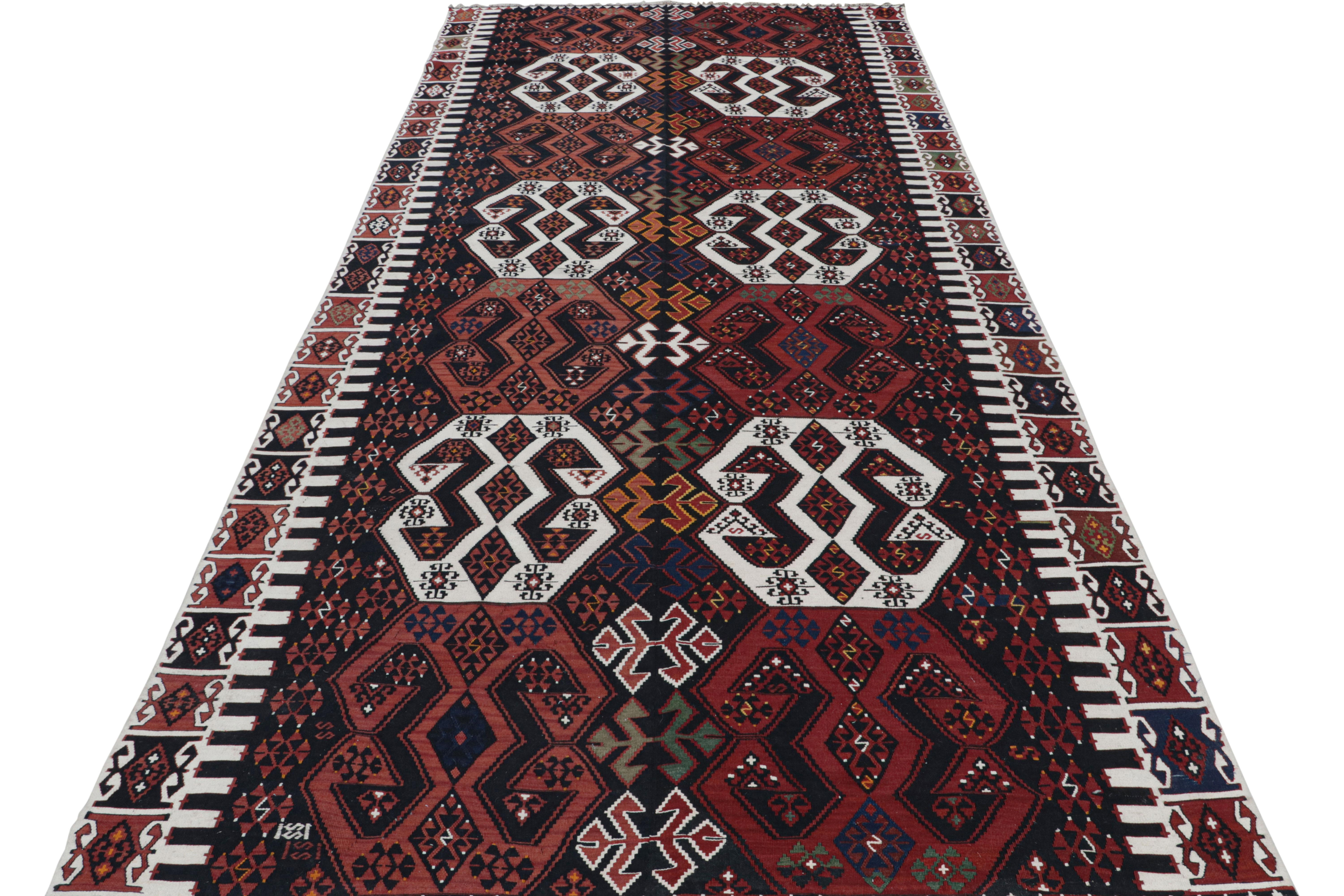 Turkish Vintage Mid-Century Malatya Red and Off-White Wool Kilim Rug by Rug & Kilim For Sale