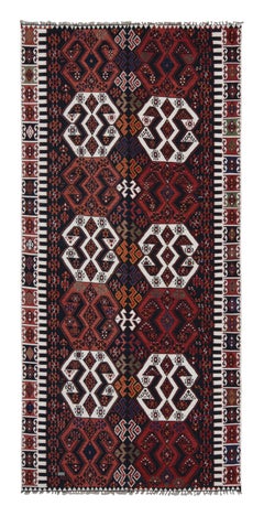 Rot-weißer und cremefarbener Woll-Kelim-Teppich von Rug & Kilim aus der Mitte des Jahrhunderts Malatya
