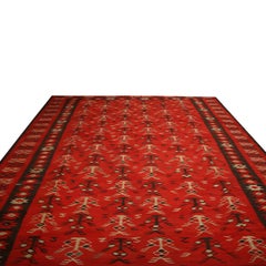 Kilim tribale vintage tessuto a mano in rosso marrone con motivi geometrici di Rug & Kilim