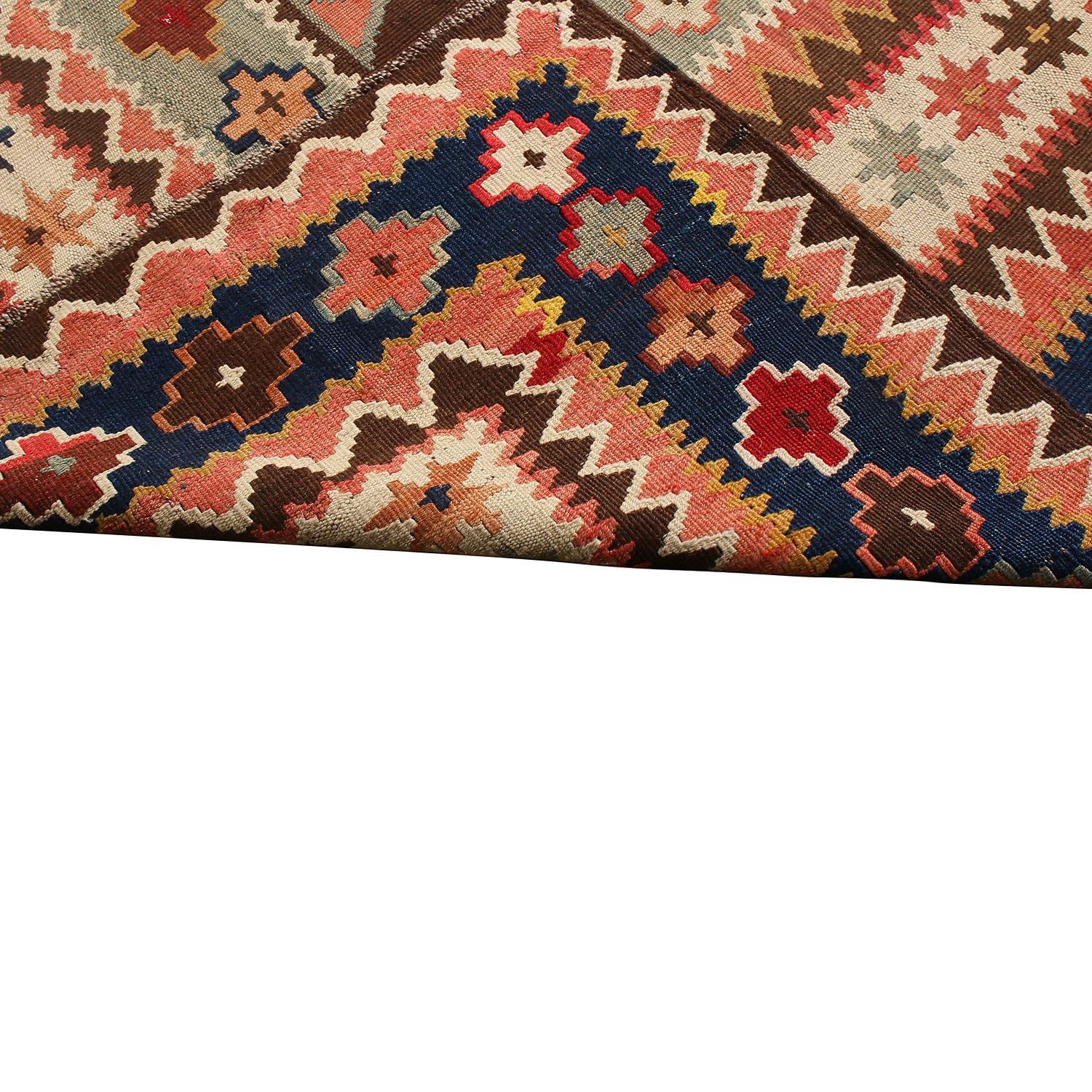 Vintage Midcentury Manastir Red-Brown and Green Wool Kilim Rug by Rug & Kilim In Good Condition For Sale In Long Island City, NY