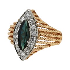 Vintage Mid Century Marquise Sapphire Engagement Ring