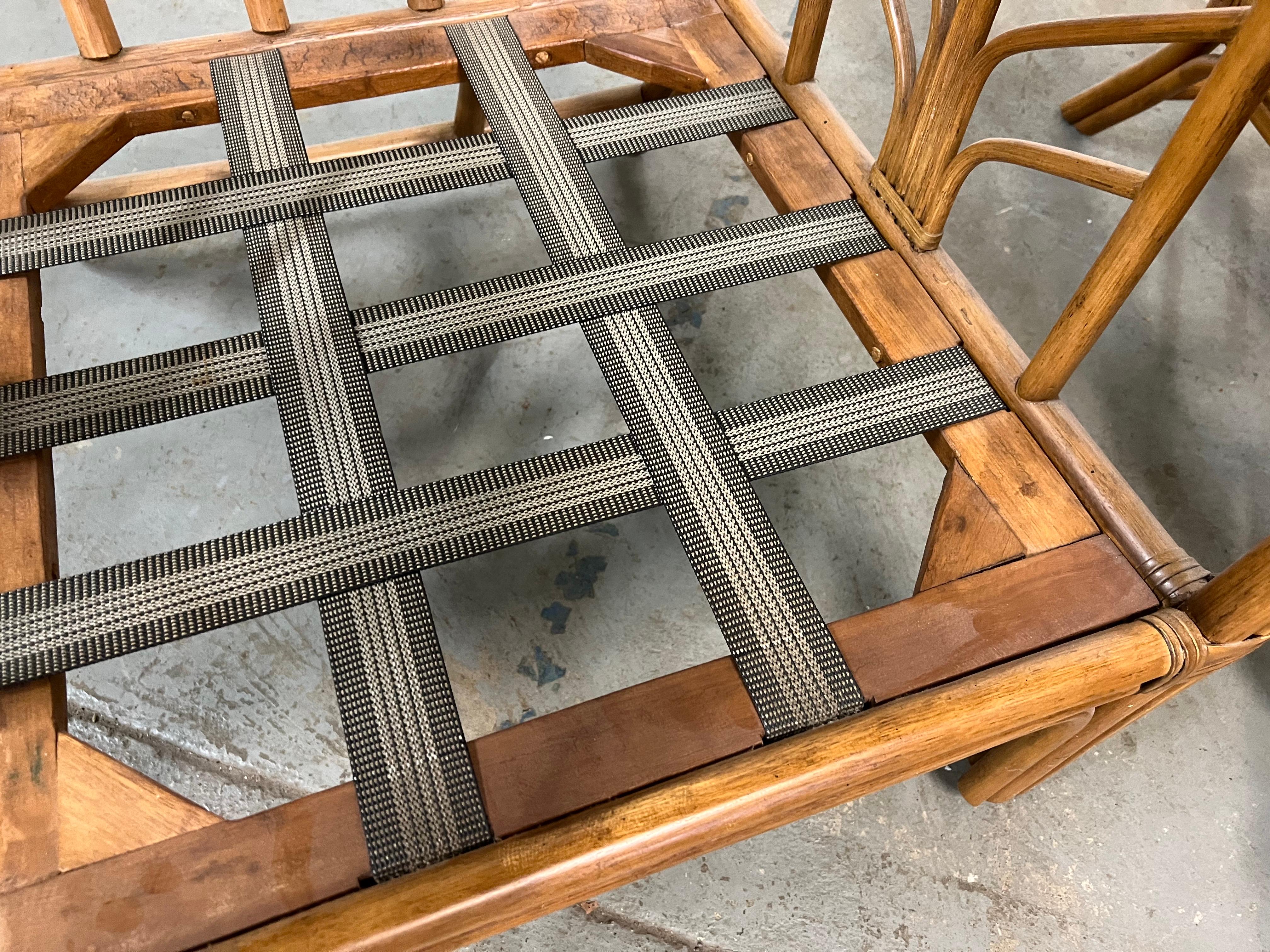 American Vintage Mid Century Mcguire Style Rattan 4 Piece Sofa Set