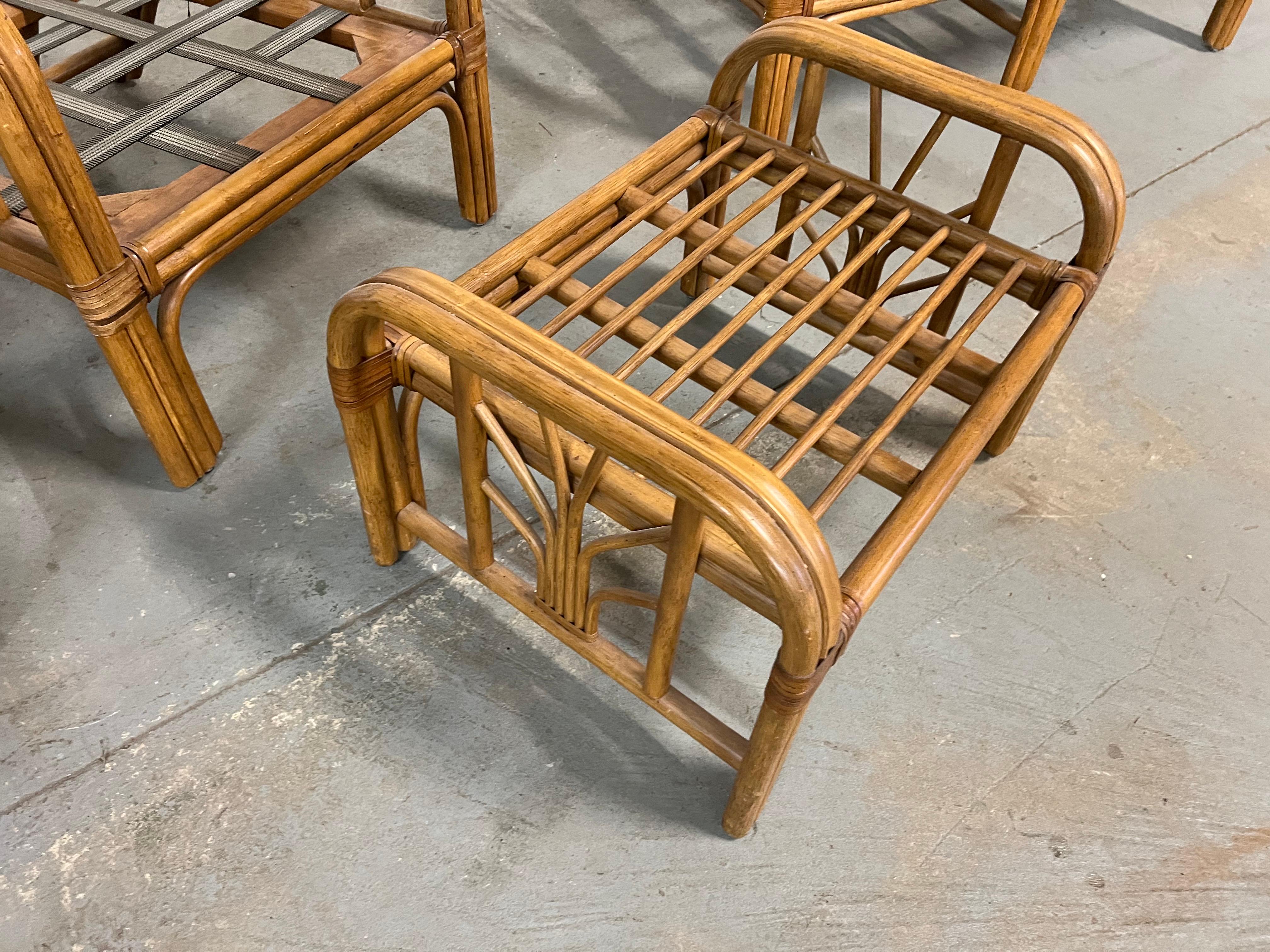 Vintage Mid Century Mcguire Style Rattan 4 Piece Sofa Set In Good Condition In Wilmington, DE