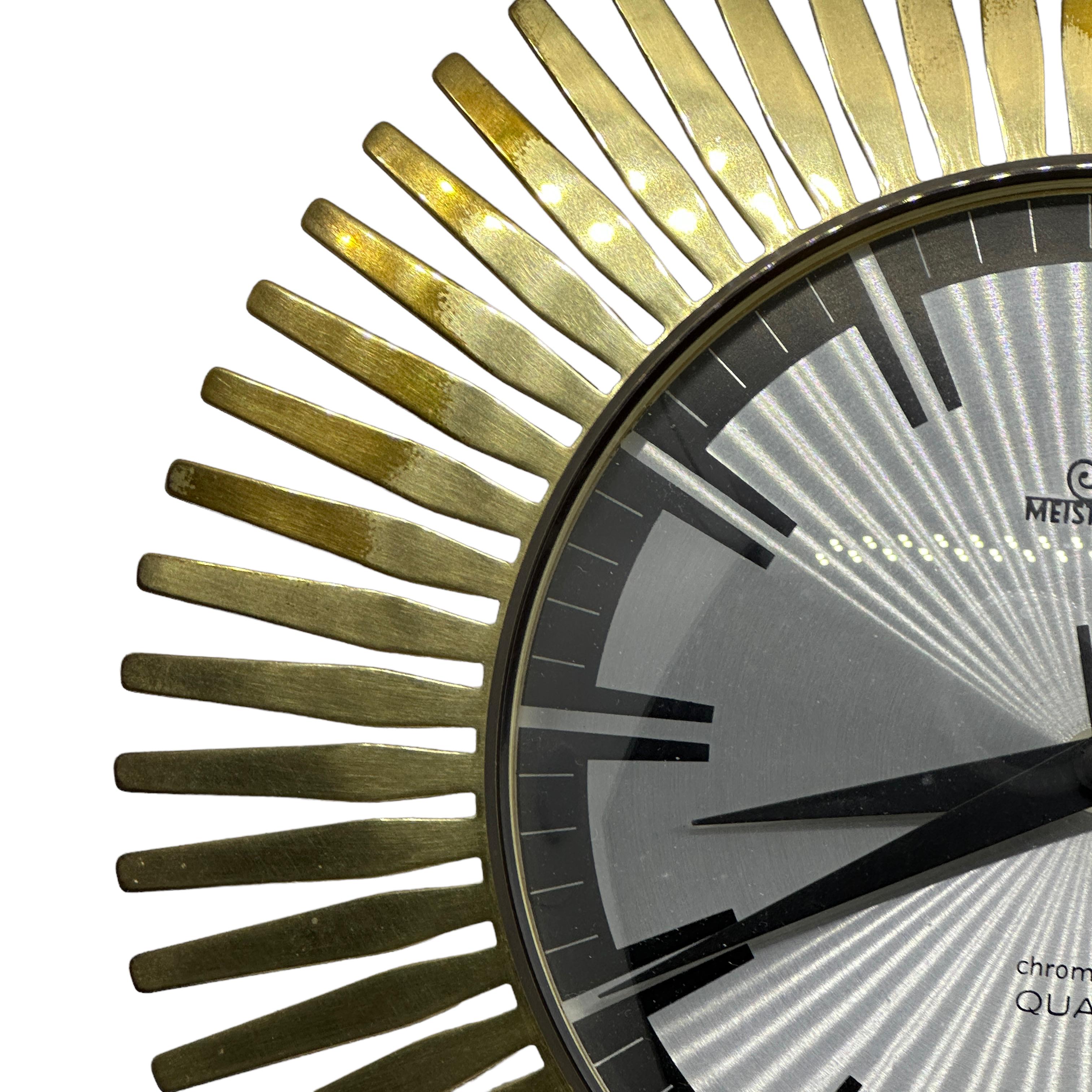 Mid-20th Century Vintage Mid-Century Meister Anker Sunburst Starburst Brass Wall Clock