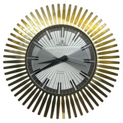 Retro Mid-Century Meister Anker Sunburst Starburst Brass Wall Clock