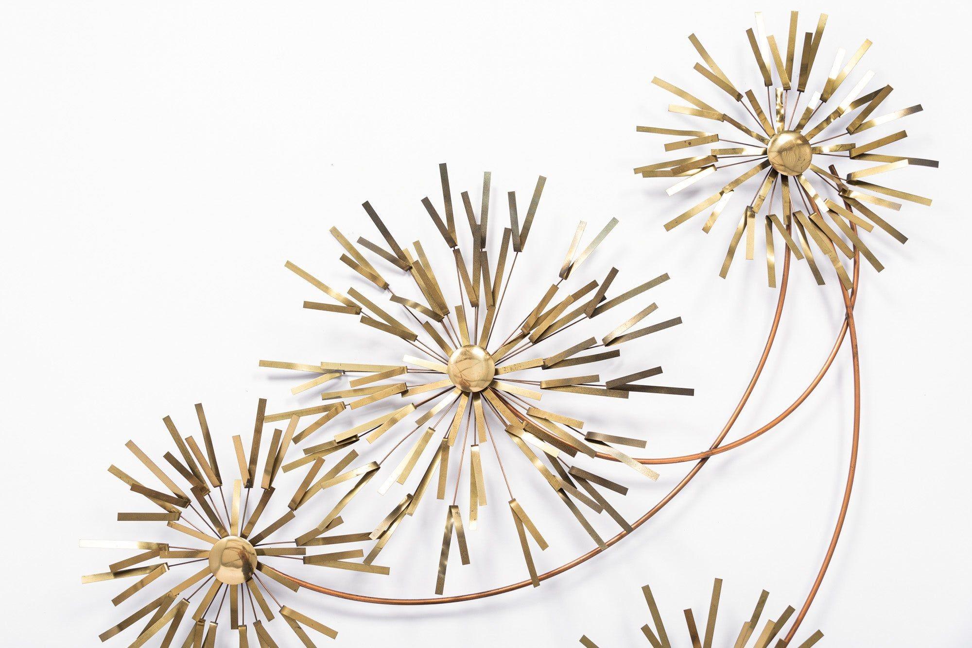 American Vintage Mid Century Metal Wall Art Sculpture by Curtis Jere, 1983