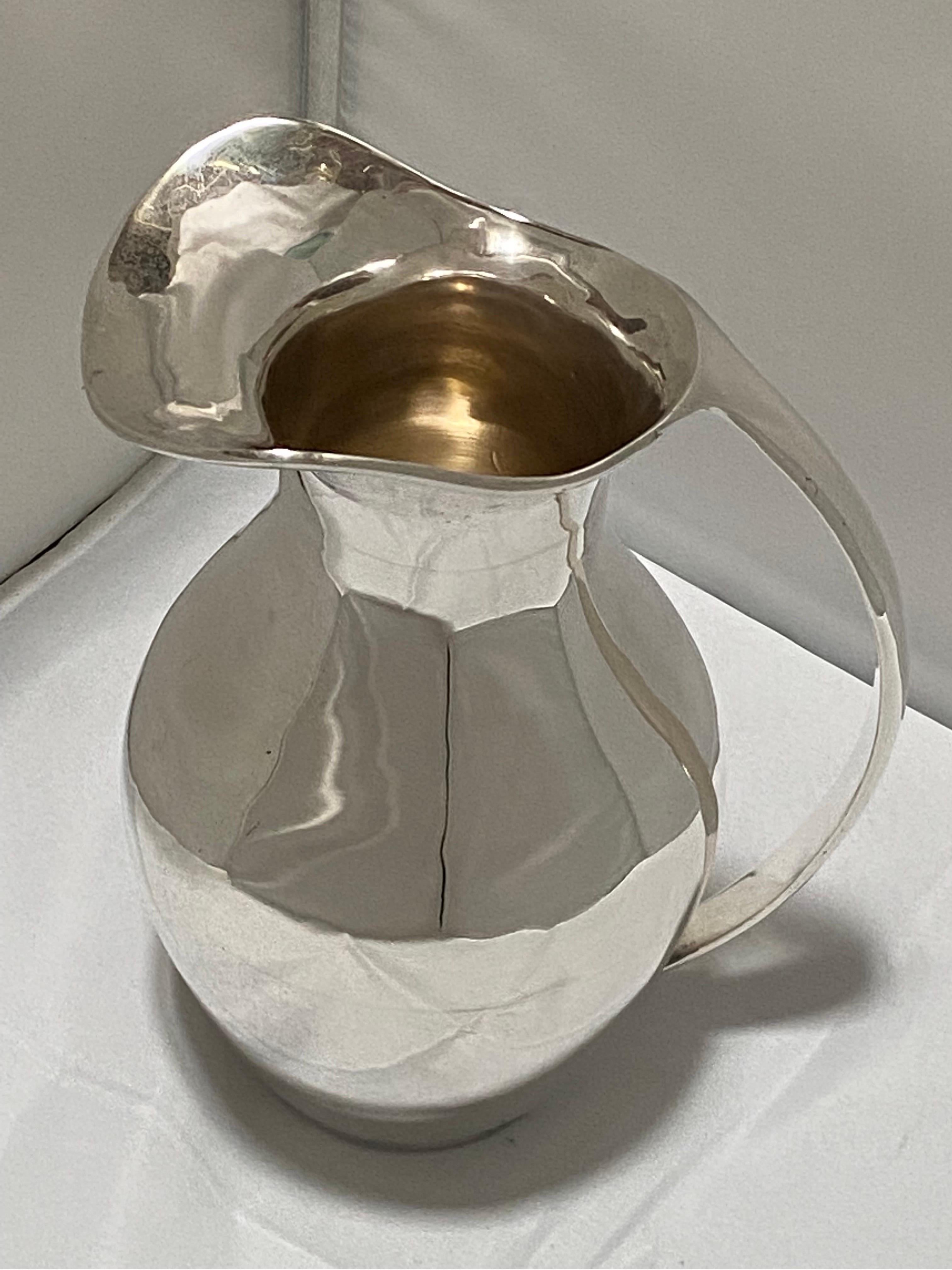 Vintage Mid-Century Mexican Sterling Silver Modernist Pitcher or Ewer by Zurita For Sale 2