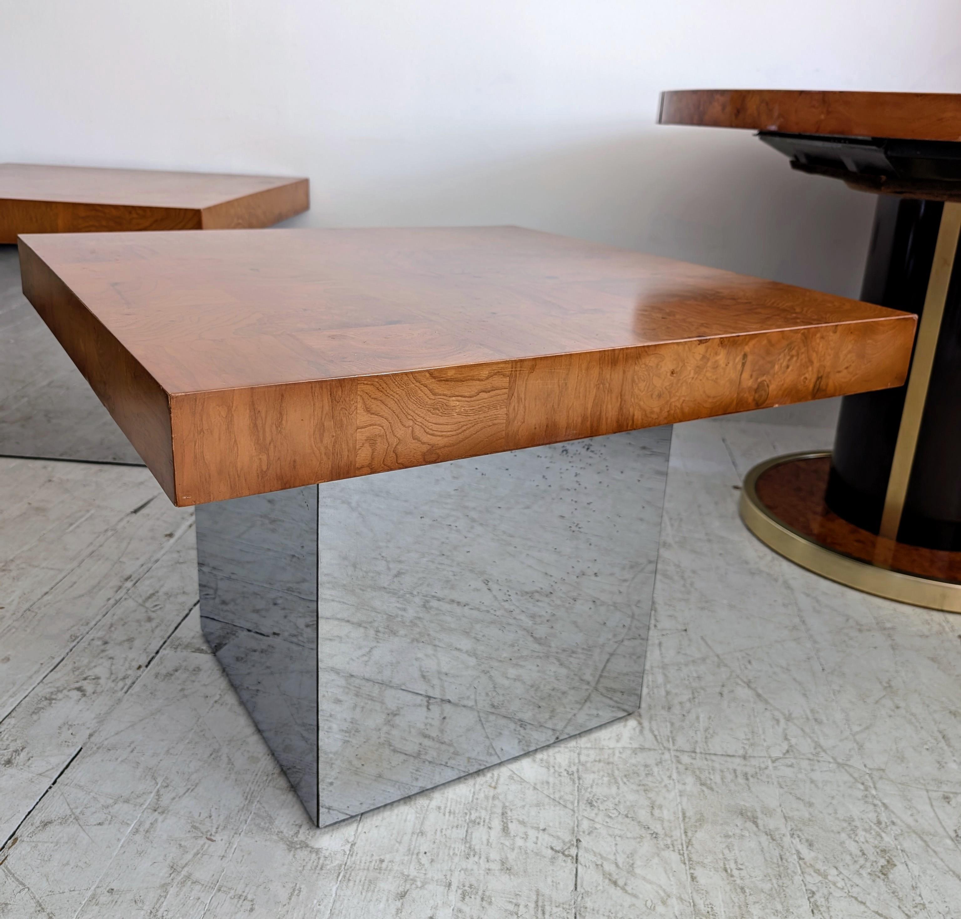Mesas de centro vintage de mediados de siglo Milo Baughman de cromo y madera de arce- 2 disponibles en venta 7
