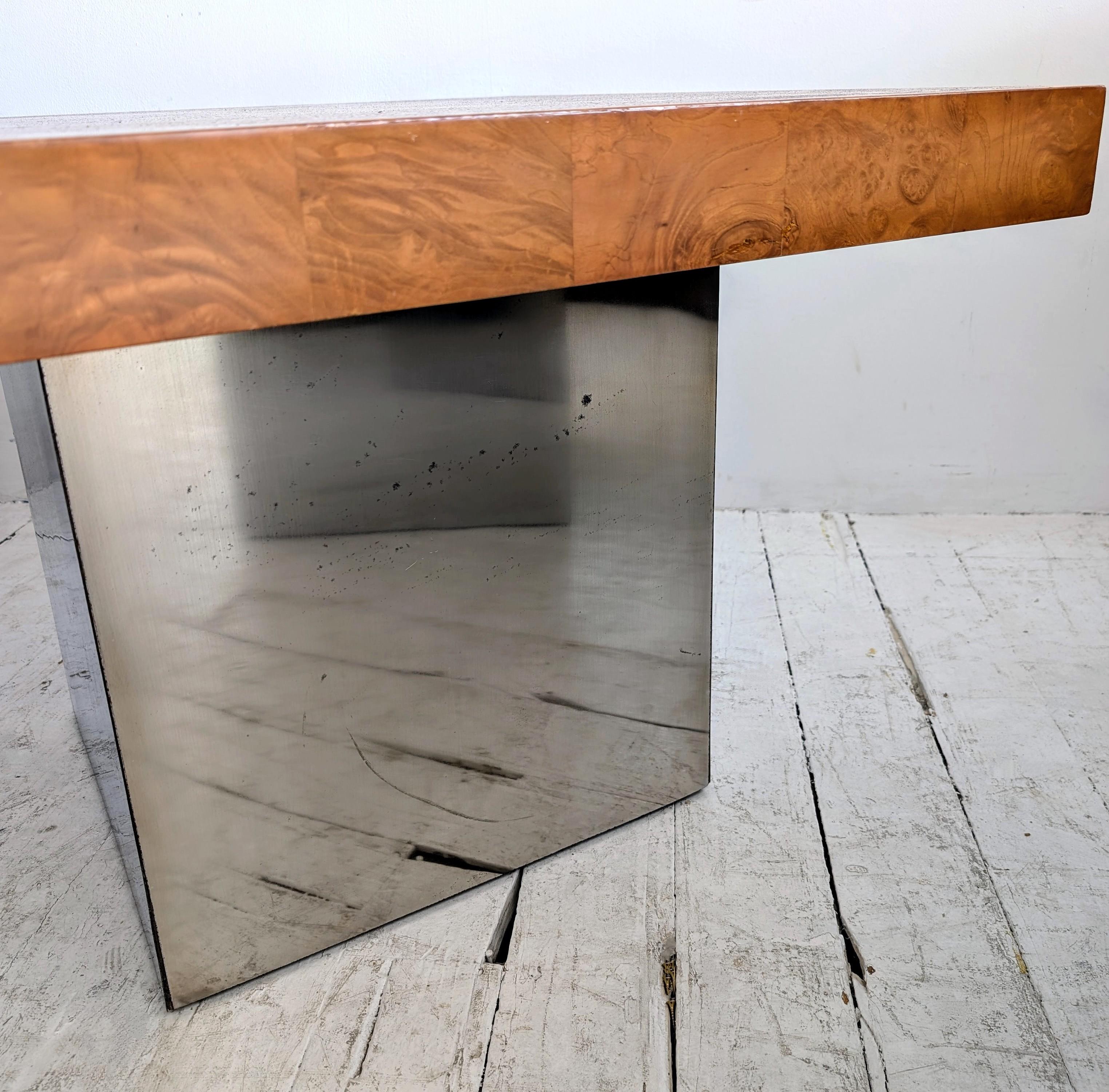 Mesas de centro vintage de mediados de siglo Milo Baughman de cromo y madera de arce- 2 disponibles en venta 10